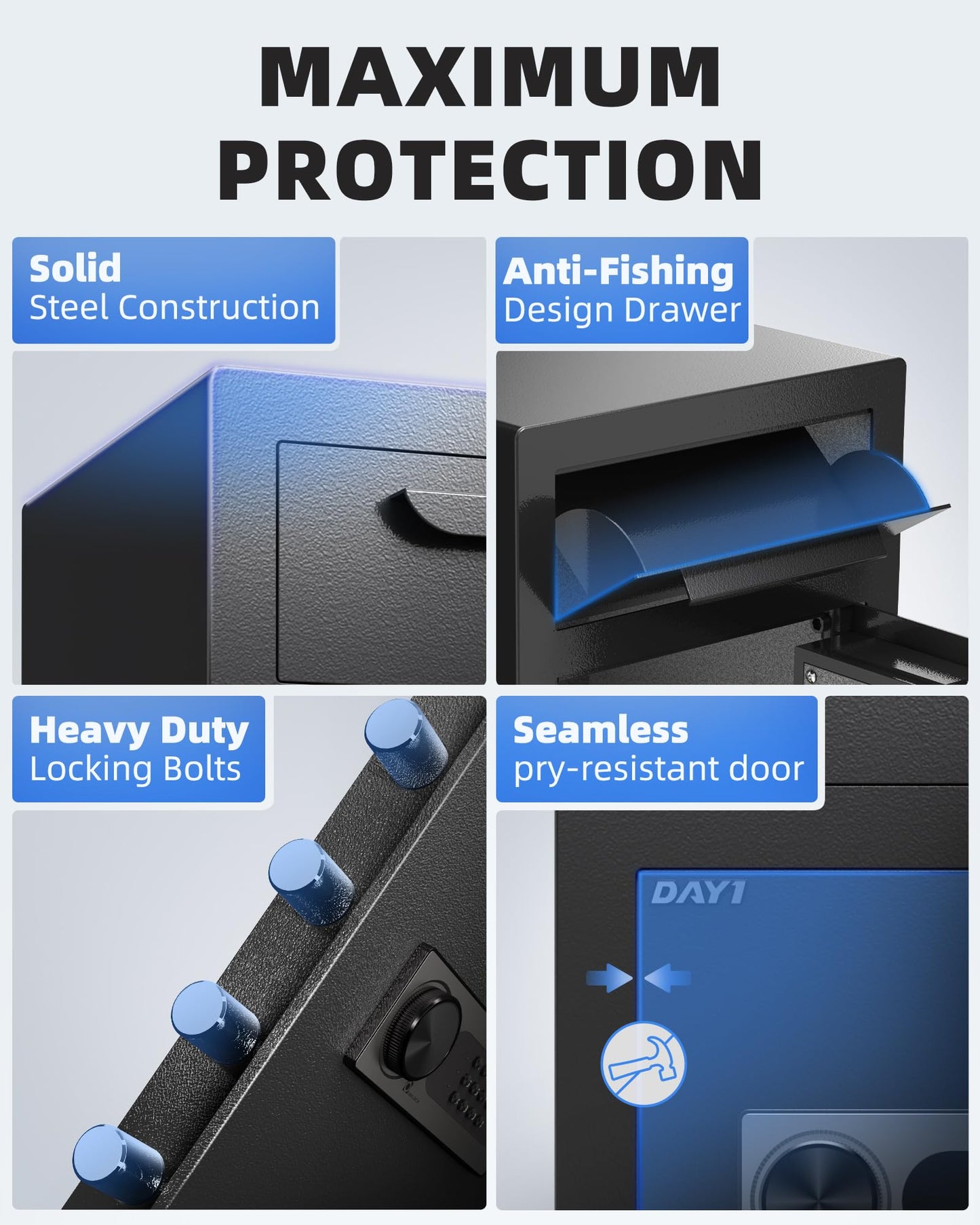 DAYI Drop Safe, 2.6 Cubic Feet Deposit Box with Drop Slot, Depository Safe with Fireproof Bag for Business & Home, Cash box for Documents - DM-52