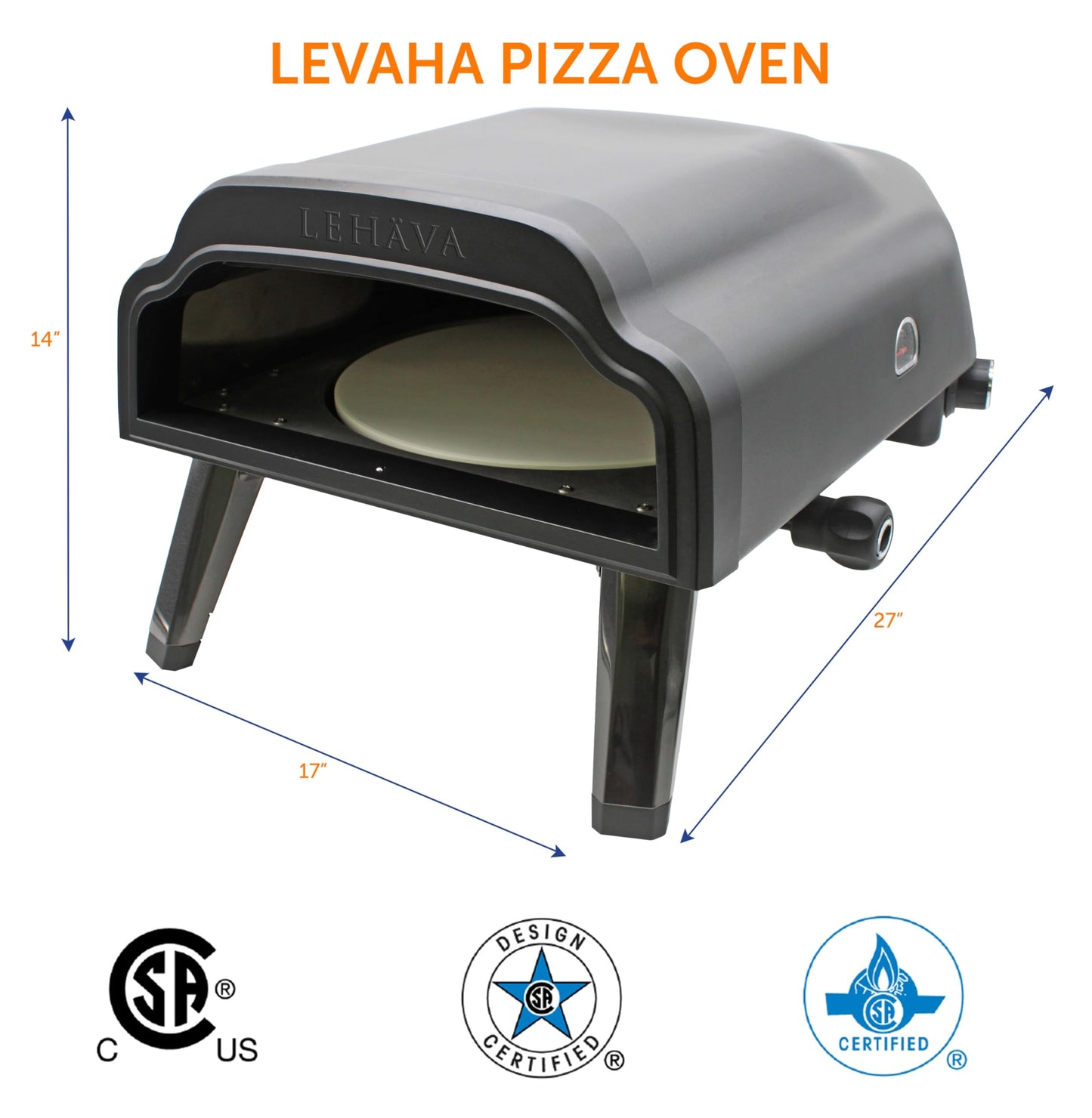 Flame King LEHAVA 14-inch, 360 Degree Rotating Non-Stick Pizza Stone, Portable Outdoor Propane Pizza Oven Countertop with Cover Bag, Piezo Auto Ignition for Camping, Backyard, and Tailgating