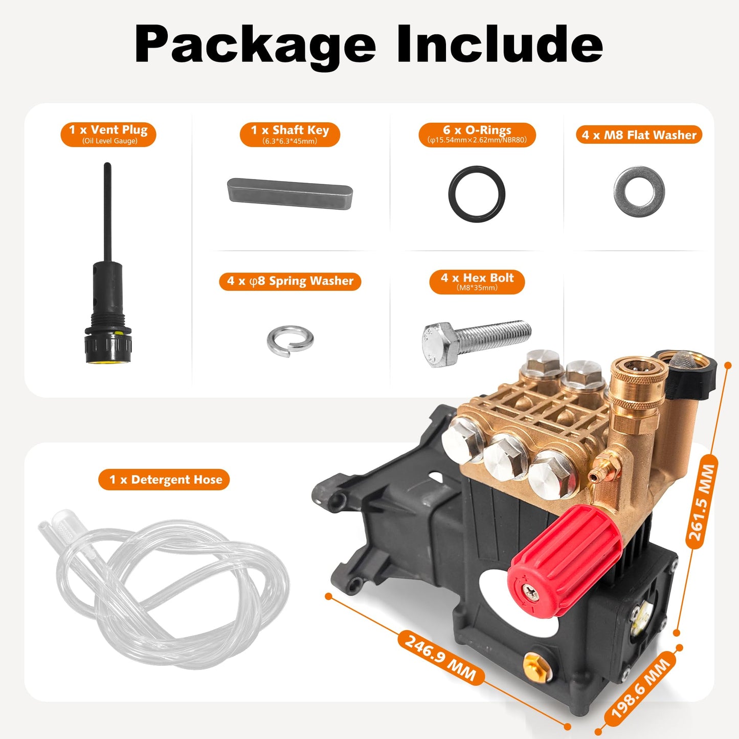 4400 PSI Triplex Pressure Washer Pump, 1" Shaft Crankshaft Pump