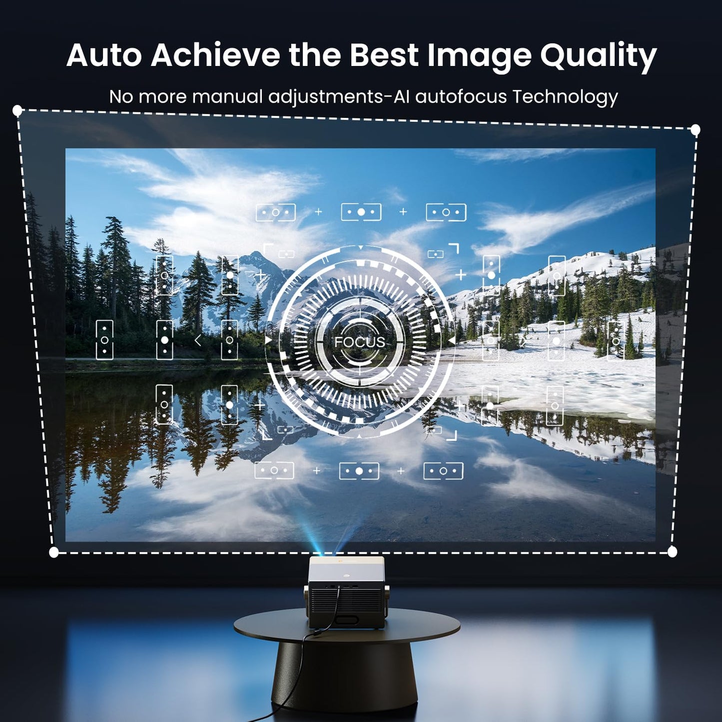 2000 ANSI Official Licensed Google TV Outdoor Projector 4K Full HD, Smart Projector with Wifi and Bluetooth, Auto Focus, Dolby Sound,Built-in Apps,HAPPRUN Indoor Home Theater for Phone/TV Stick/PC/PS5
