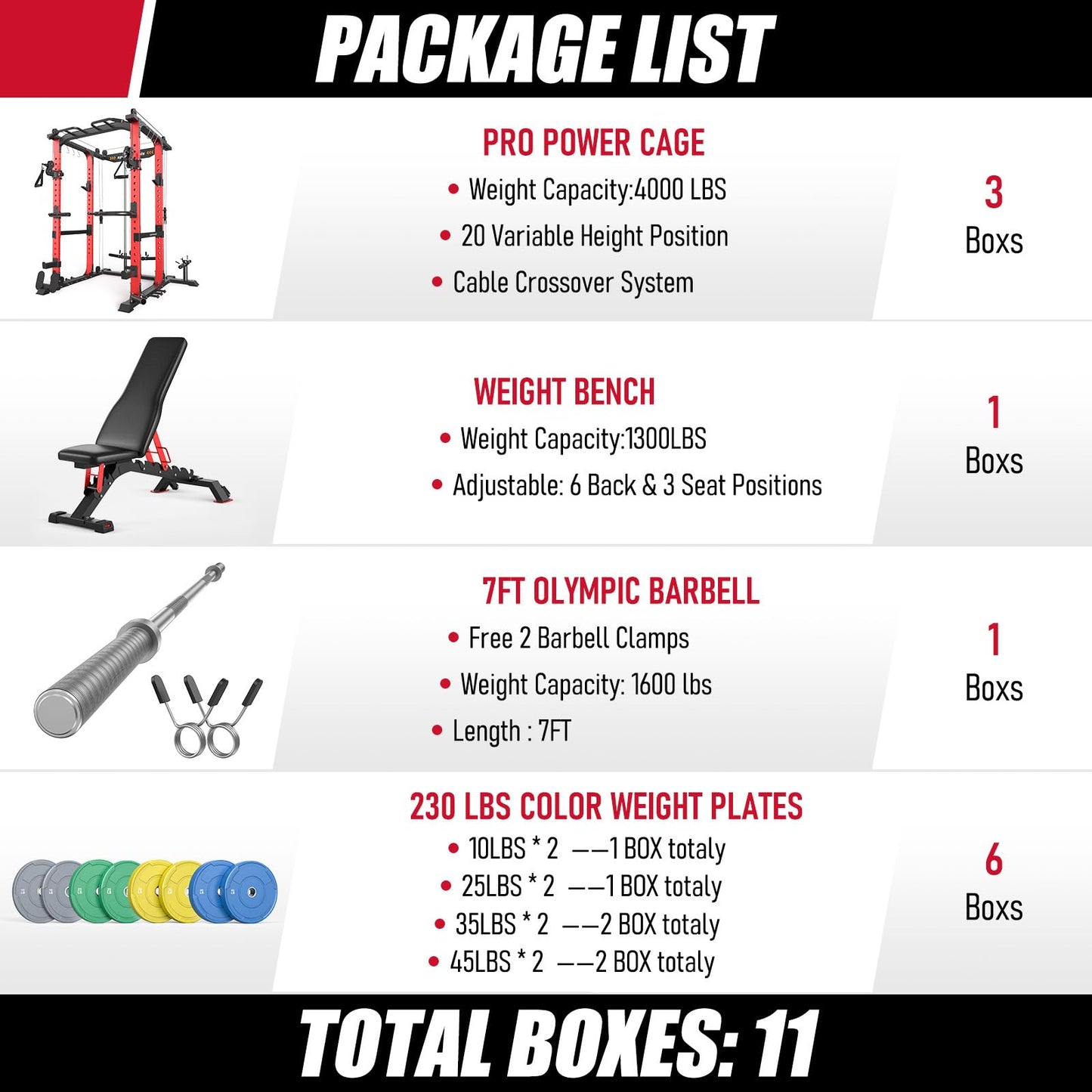 Sportsroyals Power Cage, Multi-Functional Squat Rack, Power Rack with Pulley System & LAT Pull Down, Workout Cage with J Hooks for Home Gym