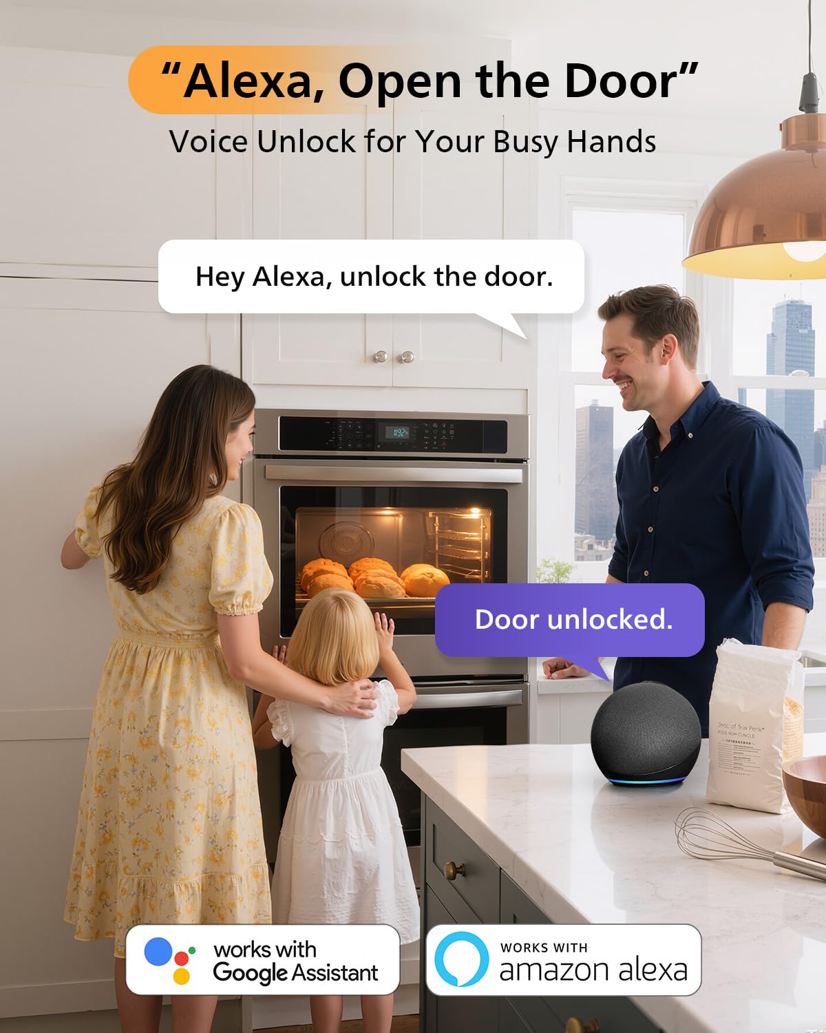Philips Touchscreen WiFi Smart Lock with Handle Set, Built-in WiFi, Remote Control & Voice Control, Fingerprint Keyless Entry Door Lock, Smart Locks for Front Door Deadbolt, Auto-Lock, Matte Black