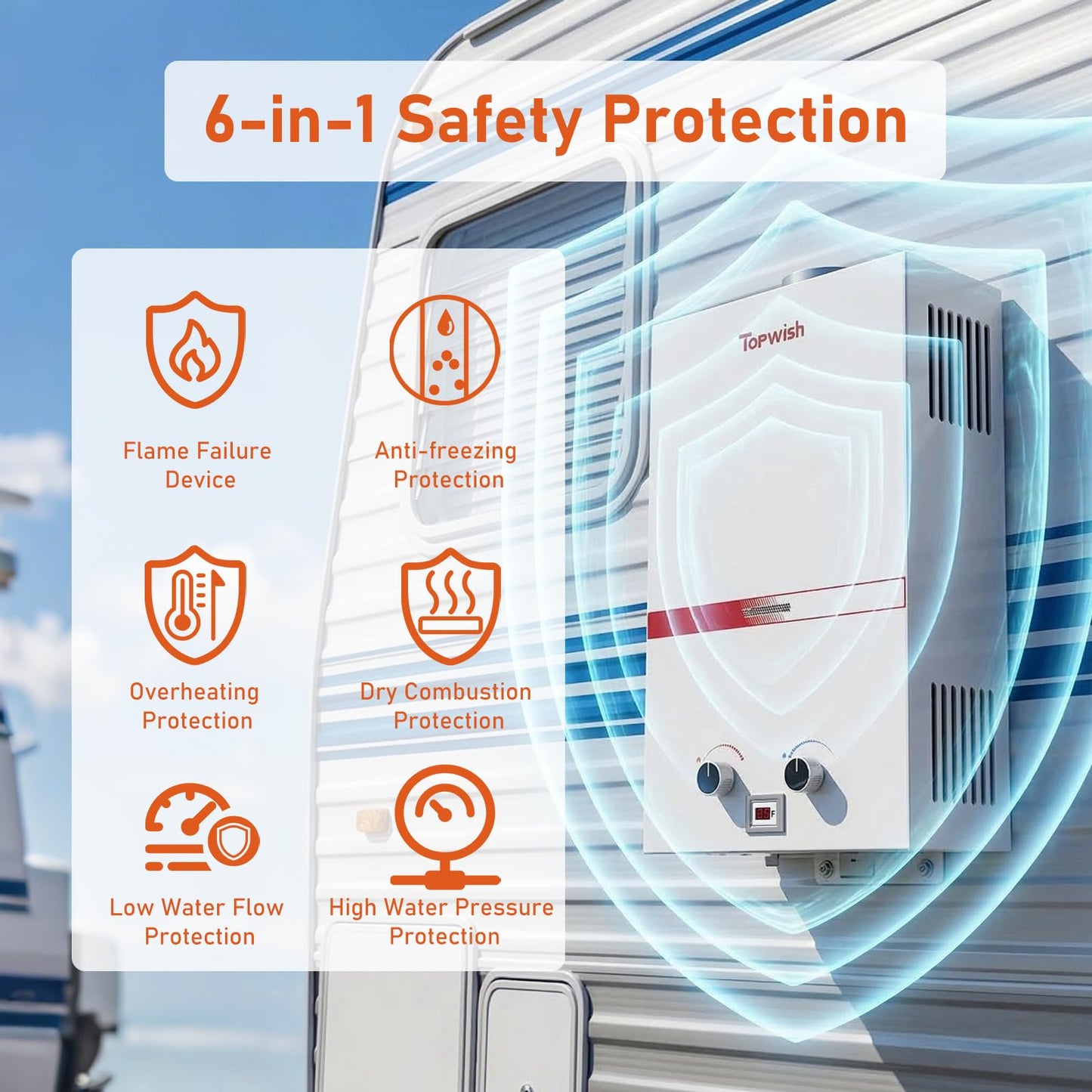TOPWISH Portable Propane Water Heater Tankless, 10L 2.64GPM Instant Gas Hot Water Heater 68,100 BTU with Digital Display Overheating Protection for Outdoor Camping RV Cabin Shower