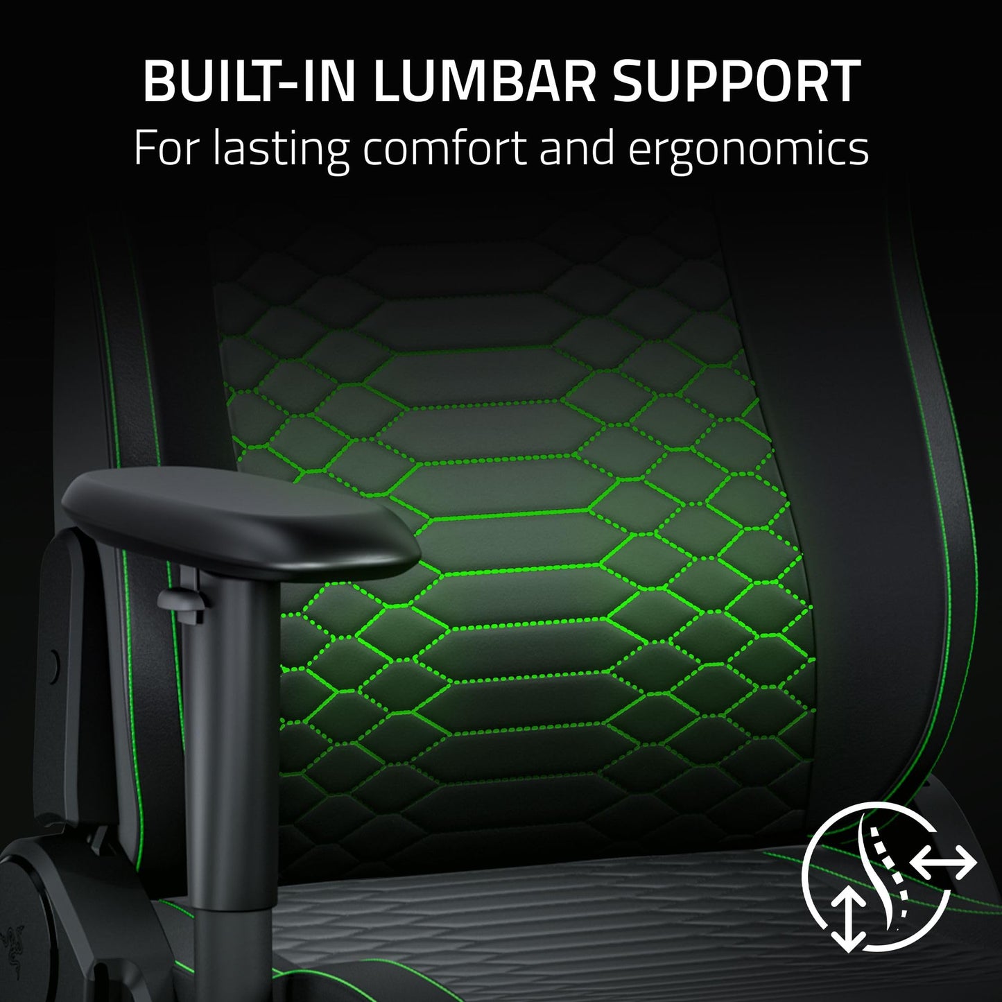 Razer Iskur V2 X NewGen Ergonomic Gaming Chair — Built-in Lumbar Support, Cooltouch Gen-2 EPU Leather, Ultra-Wide Seat Base, Adjustable 152 Degree Recline, Foam Cushions — Black/Green