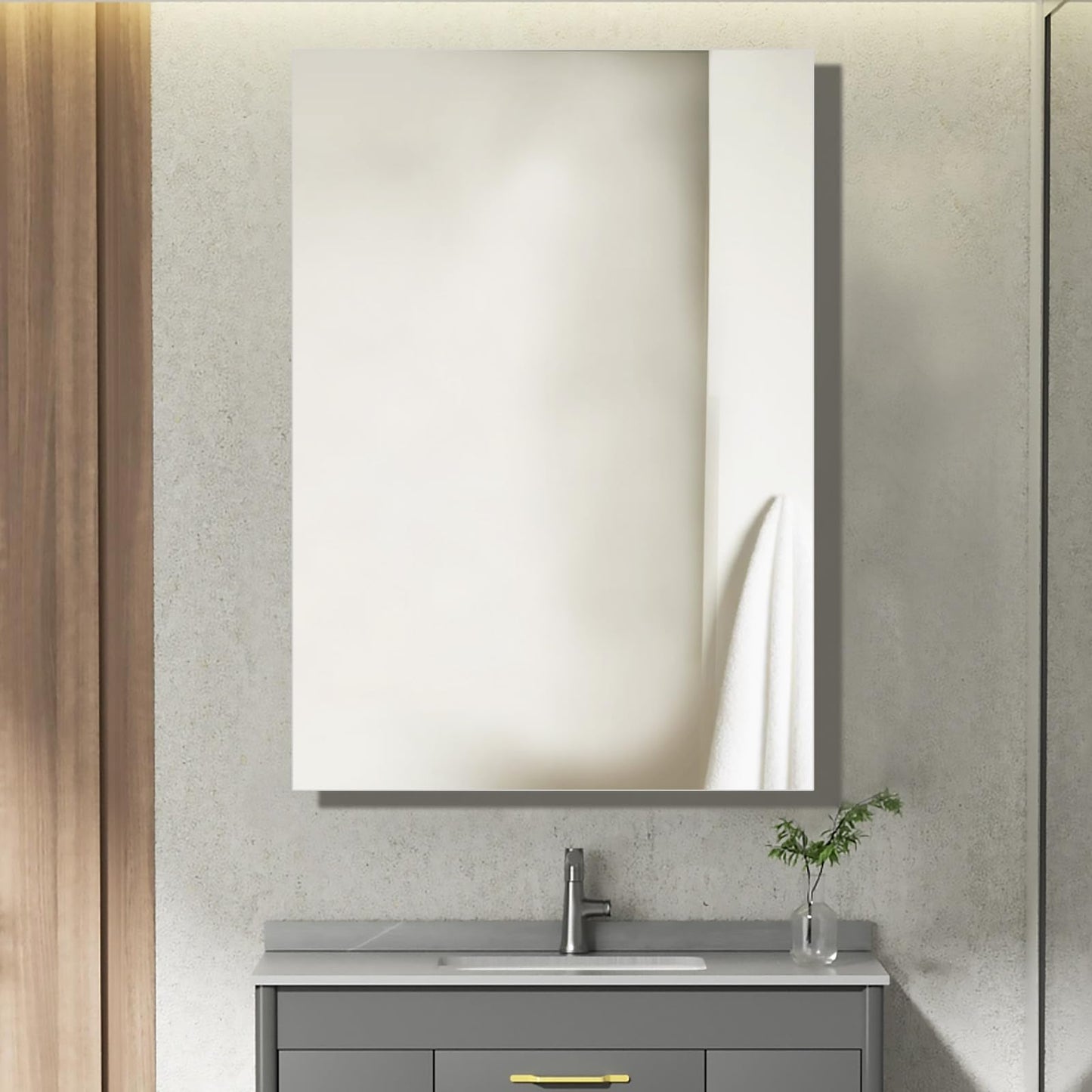 HESONTH Medicine Cabinet with Mirror of Storage, 22x30 inch Aluminum Bathroom Cabinet, Assembly Needed, Surface Mount or Recessed Wall Cabinet with Adjustable Glass Shelves for Bathroom Bedroom