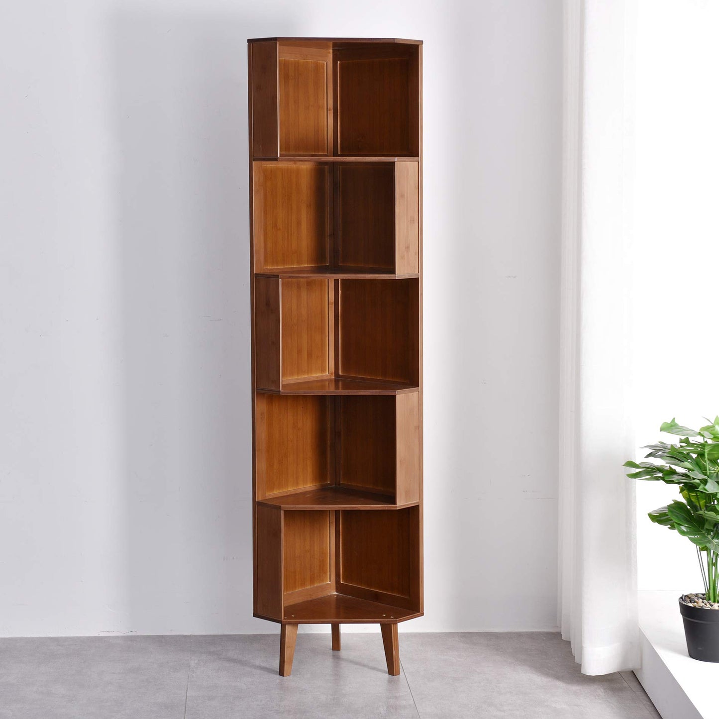 BALANBO 5-Bookcase Industrial Cube Shelf Corner Bookshelf Display Storage Tall Multifunctional Stand for Home Office Living Room Decoration…