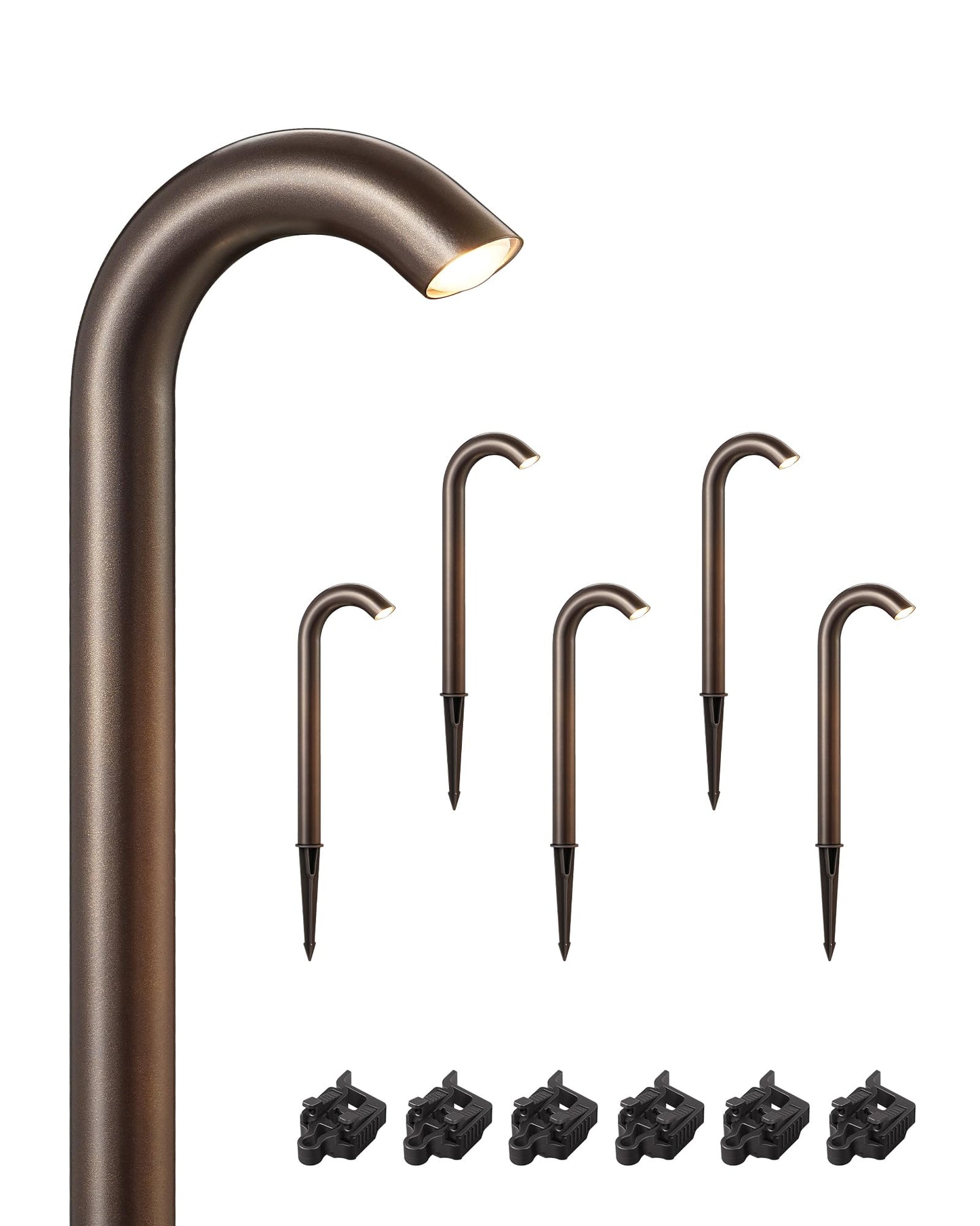EDISHINE Low Voltage Landscape Lighting, 3W 3000K 200LM, IP65 Aluminum Path Light, Bronze, Model HGSL39B