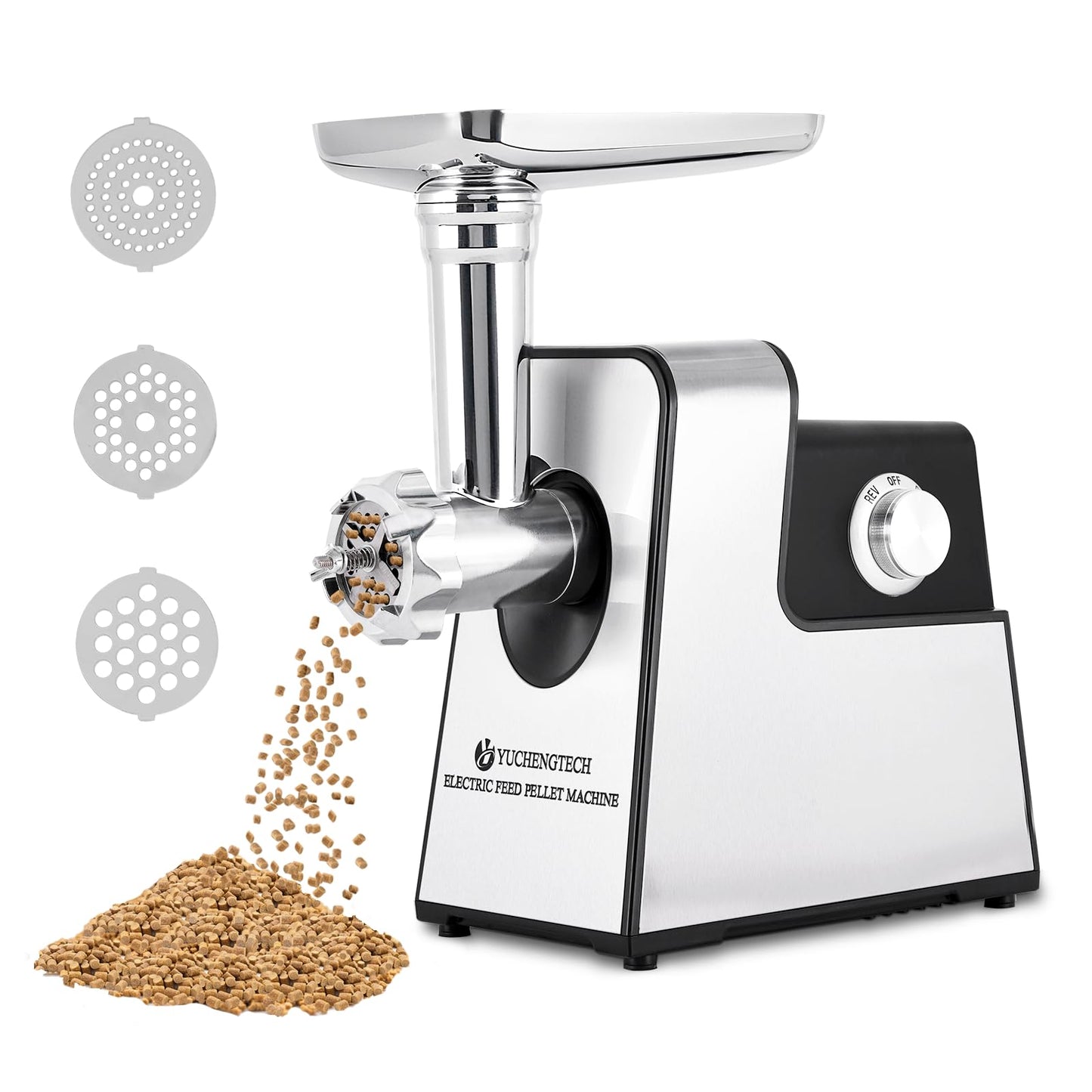 YUCHENGTECH Electric Animal Feed Pellet Machine Pet Food Pellet Machine for Making Cat Dog Bird Fish Feed with 3mm/5mm/7mm Molds 500W 110V