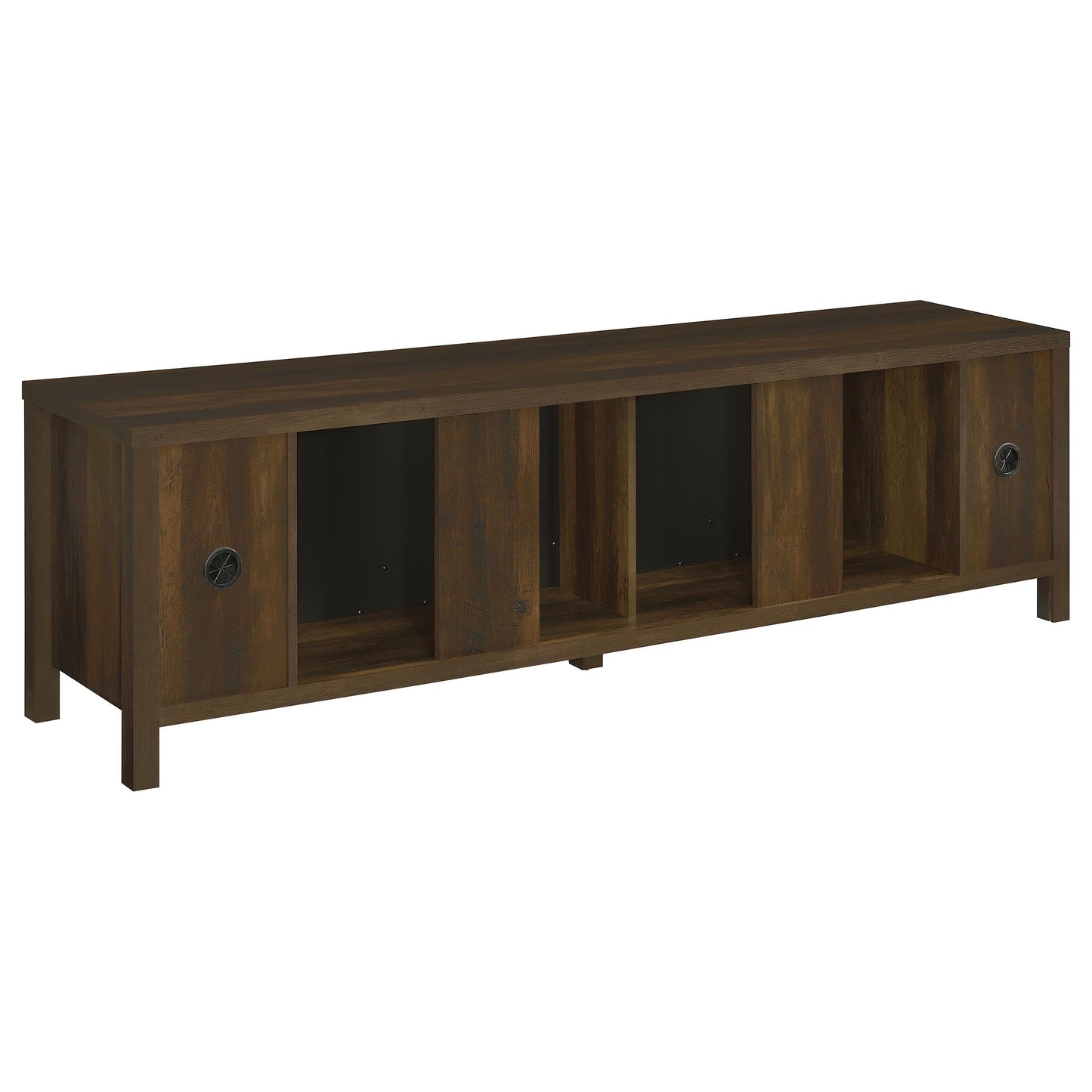 Coaster Home Furnishings - Carey - Wood - 79-Inch Fireplace TV Stand with Slatted Doors, Built-in Flame Box, Two Adjustable Shelves - Living Room - Dark Pine - 722823