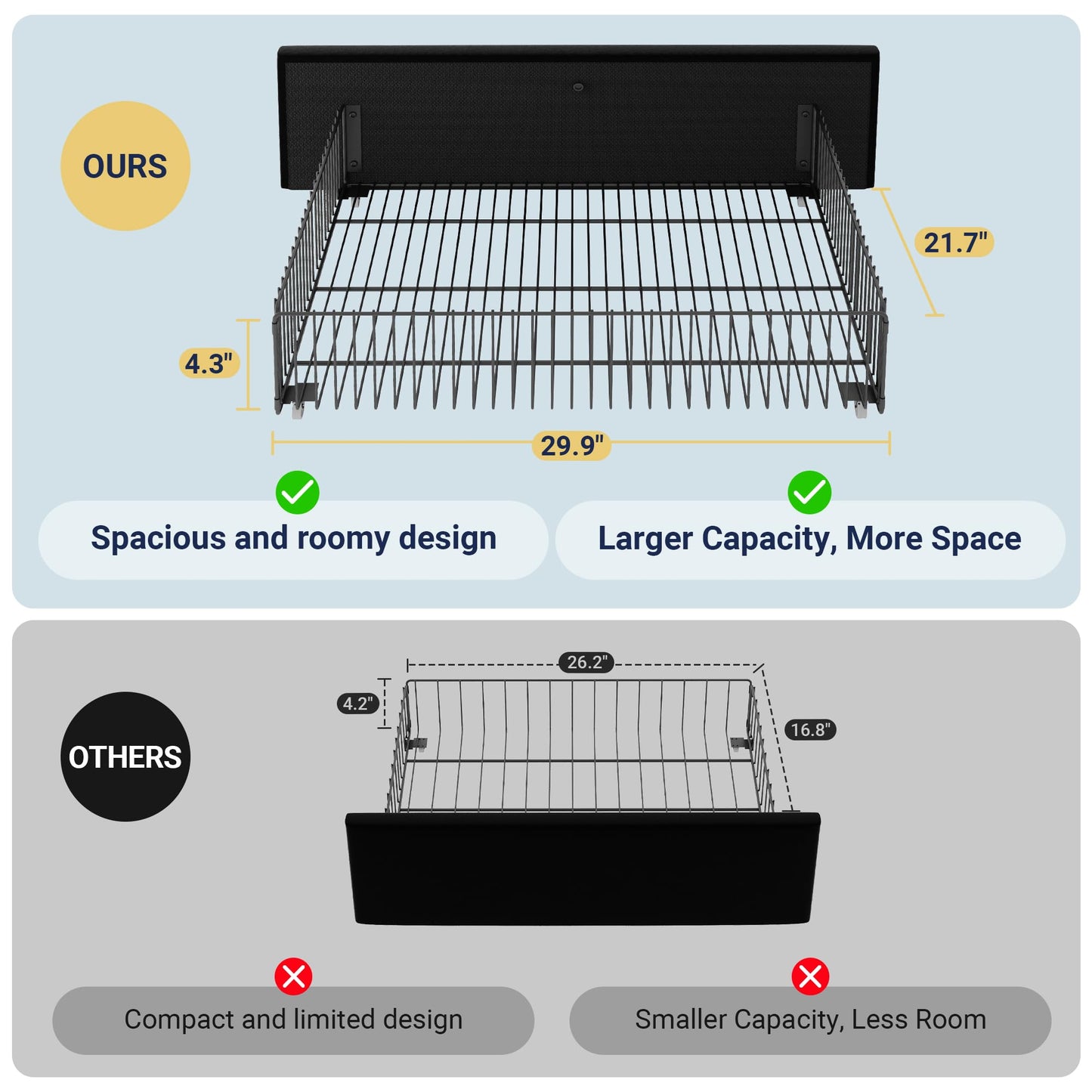 Allewie Modern Full Size Platform Bed Frame with 4 Storage Drawers and Velvet Upholstered Headboard, Wooden Slats Support, Upholstered Mattress Foundation/No Box Spring Needed/Easy Assembly, Black
