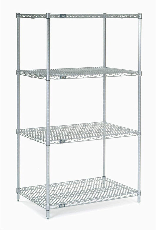 Nexel 21" x 30" x 54", 4 Tier, NSF Listed Adjustable Wire Shelving, Unit Commercial Storage Rack, Silver Epoxy, Leveling feet