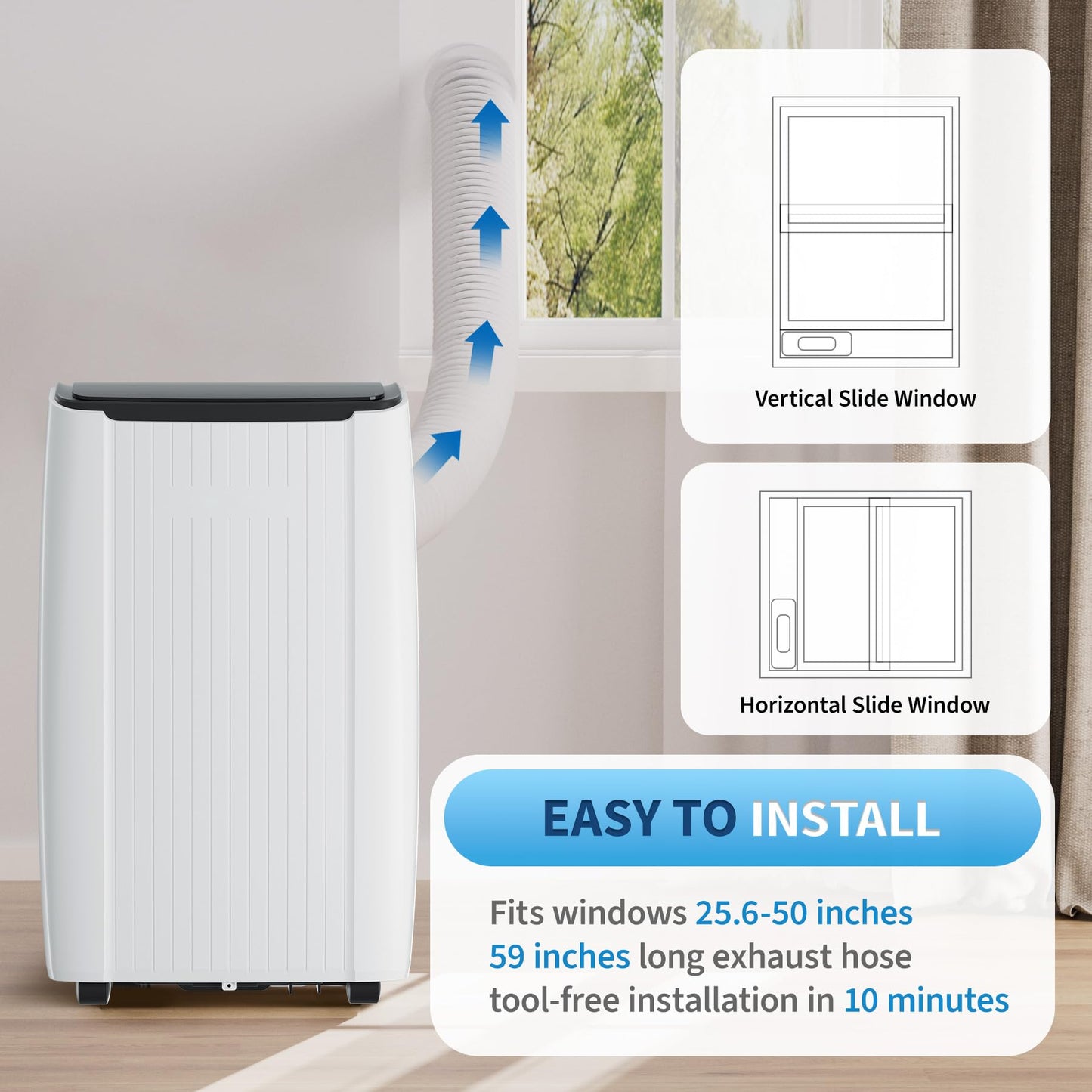 ActiveTrail Portable Air Conditioner, 12000 BTU AC Unit for Bedroom, Portable AC with Remote, Small Air Conditioner for Room, 3-in-1 Portable AC Unit Cools, Dehumidifies & Fans for Home Office, White