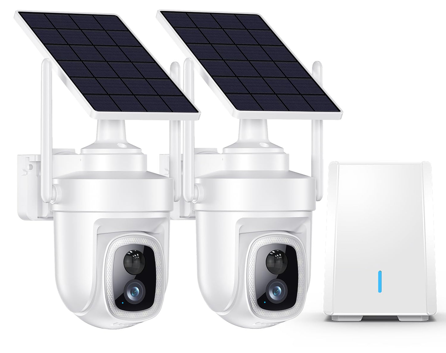 4K Security Cameras Wireless Outdoor with local storage Base,No Subscription Required,Solar-Powered,Home Security Cameras System with 360° Pan&Tilt,Auto Tracking,5G & 2.4G Router Compatible,2 cam kit