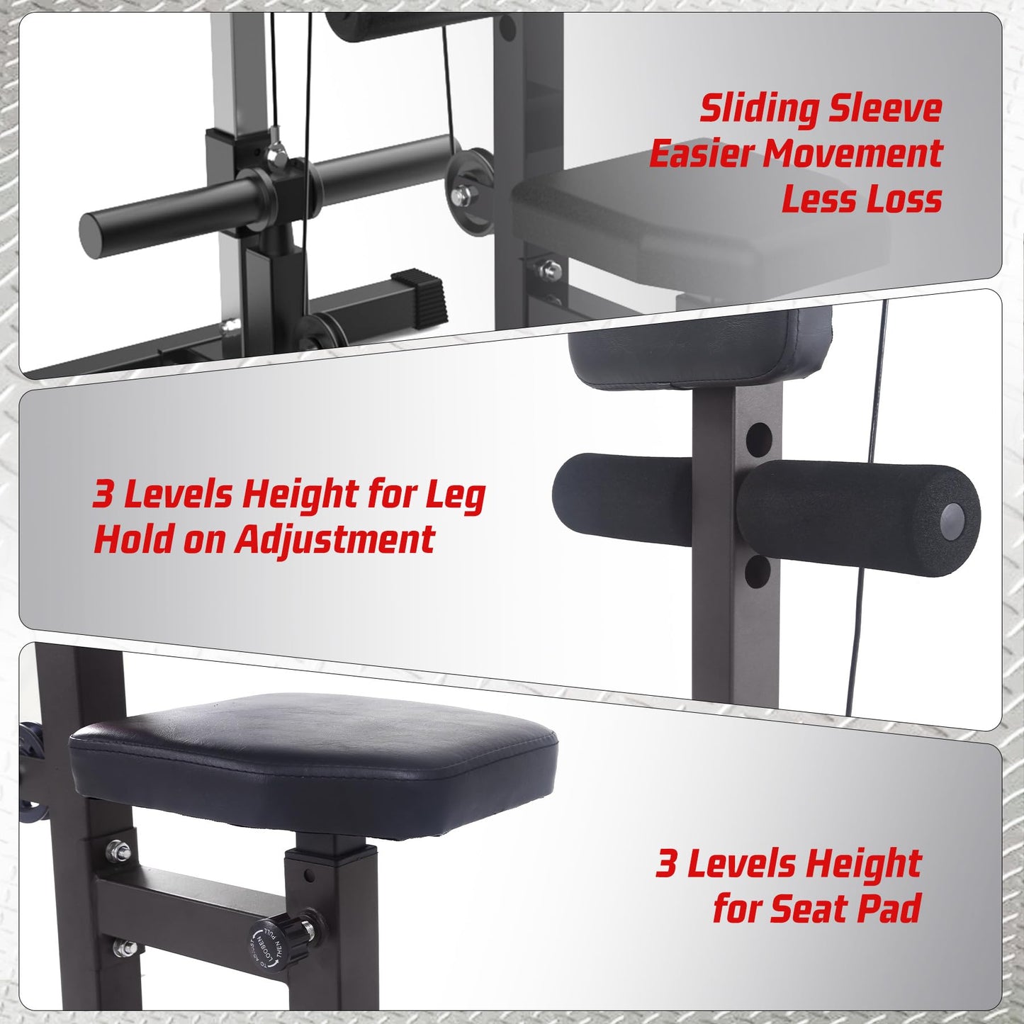 LAT Pull Down Machine for Home Gym, Cable Machine with High and Low Pulley Station, Multi-Functional LAT Pulldown Cable Machine with Leg Support, Tricep Workout Equipment