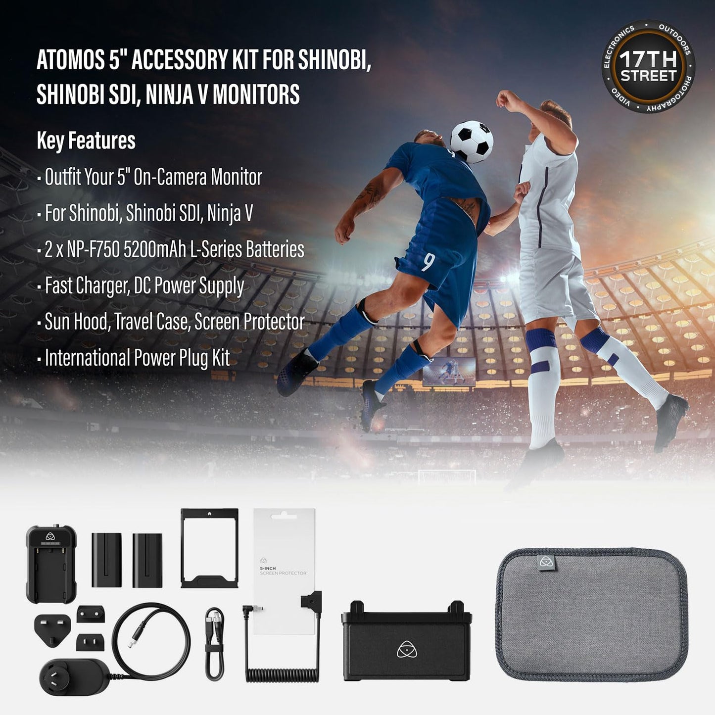 Atomos Ninja 5.2" 4K HDMI Recording Monitor 5" Accessory Kit (Version II) for Select Shinobi and Ninja Monitors, Swivel and Tilt Adjustable Monitor Mount Bundle Set