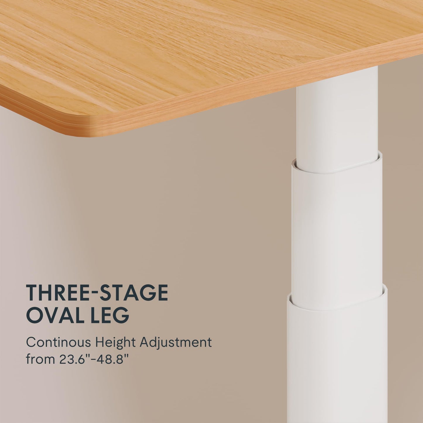 FLEXISPOT E6 Pro 55" x 28" Dual Motor Electric Standing Desk, Organic Modern Oval Leg Design, 3-Stage Height Adjustable Sit Stand Desk with Heavy Duty 330lbs, Maple Desktop, White Frame