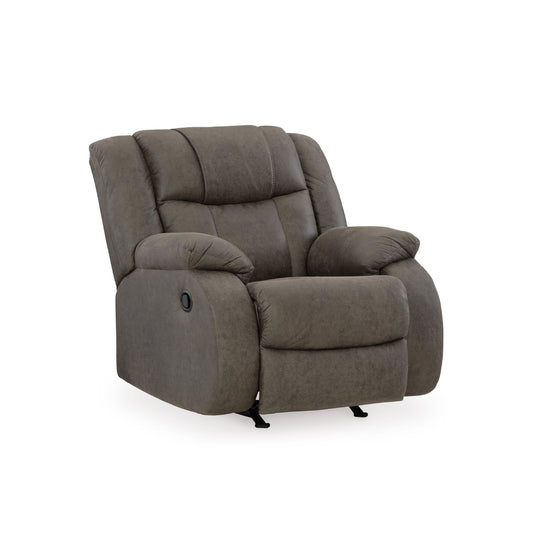 Signature Design by Ashley First Base Modern Faux Leather Rocker Recliner, Gray