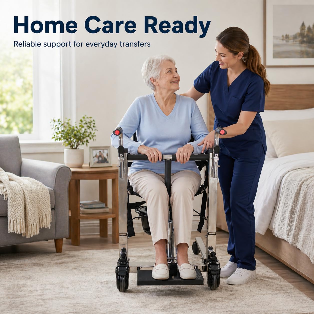 Patient Lifts for Home Use. Patient Lift Transfer Chair. 4-in-1 Transfer Chair & Commode Chair. Hydraulic Lift Chair for Elderly. Chair Lift for Bed to Toilet. Steel Frame. Dual Handle