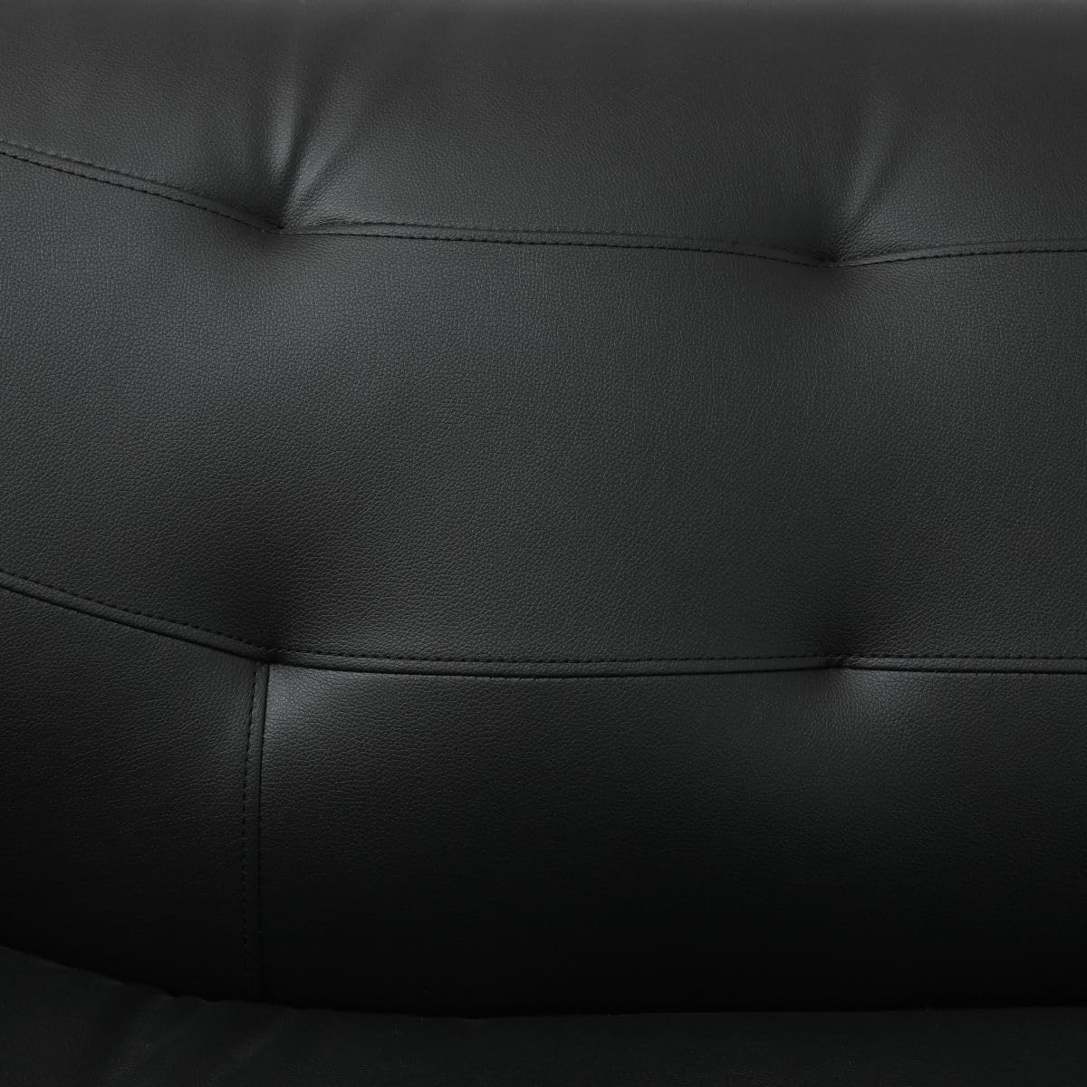 UOCFYK Lounge Comfy Faux Leather Sectional Sofa Modern Couch for Small Living Room/Dorm/Bedroom/Office/Apartment for Small Spaces, (Black-1, Three-Piece)