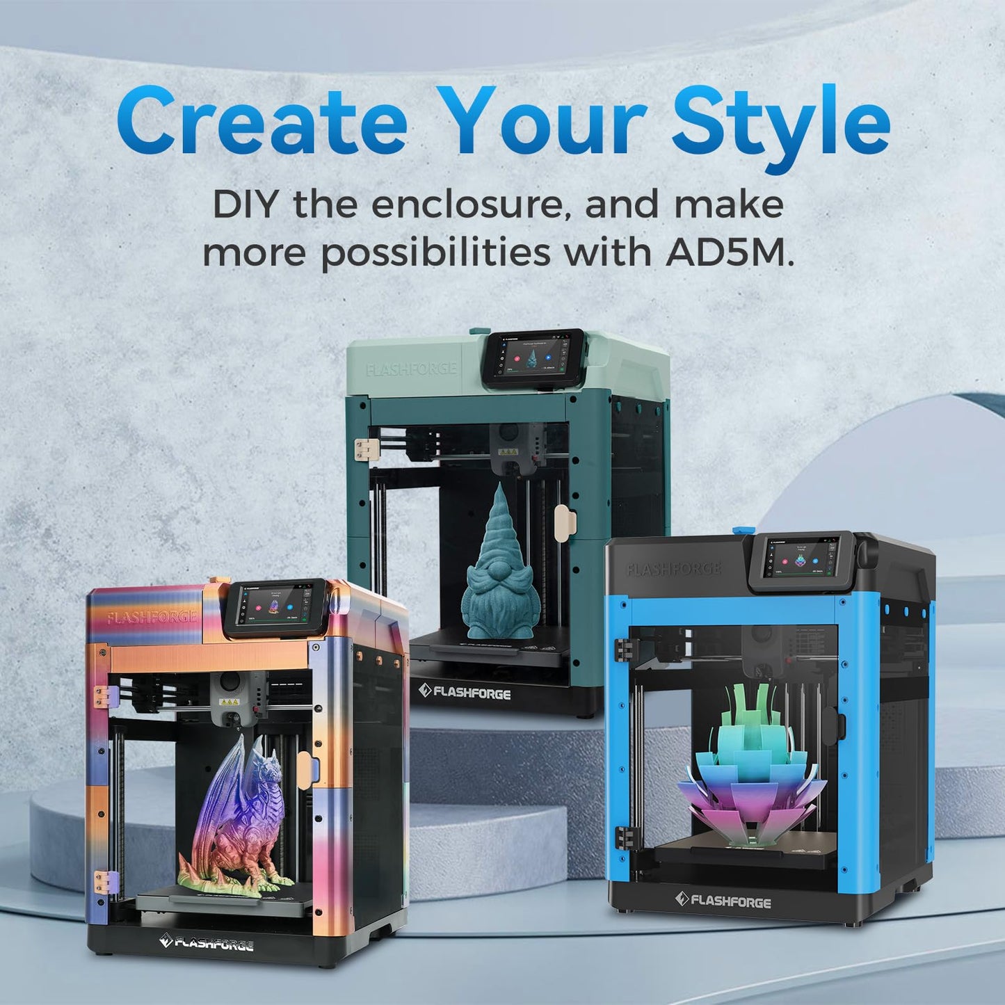 Flashforge Adventurer 5M 3D Printer for Beginners, 600mm/s Fast Printing, Direct Drive (280°C), Auto-Leveling, 8.7"x8.7"x8.7" PEI Build Plate - Ideal for Home, School & Makers