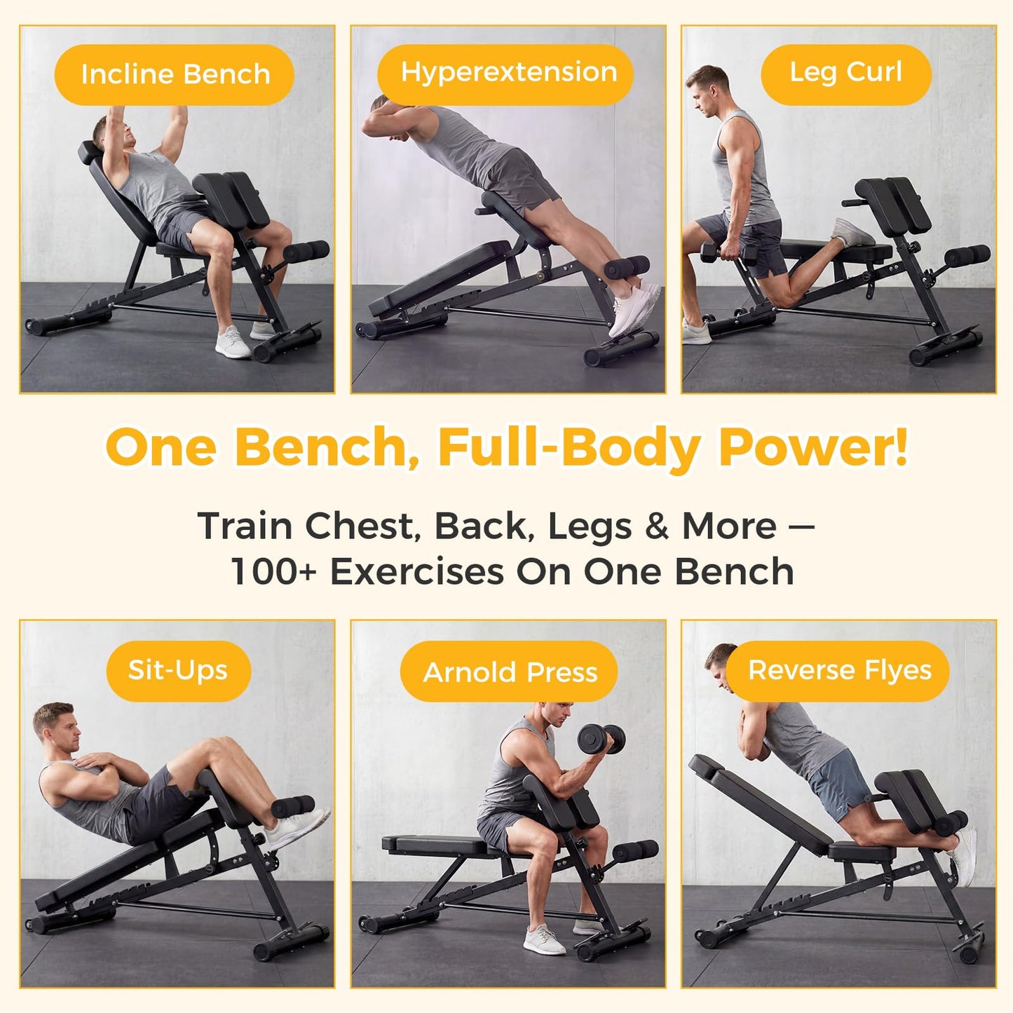NEWBULIG Adjustable Weight Bench, 660 LBS Workout Bench Press with Leg Extension, Preacher Pad & 2 Wheels, Flat Incline Decline Sit Up Chest Press Machine for Home Gym