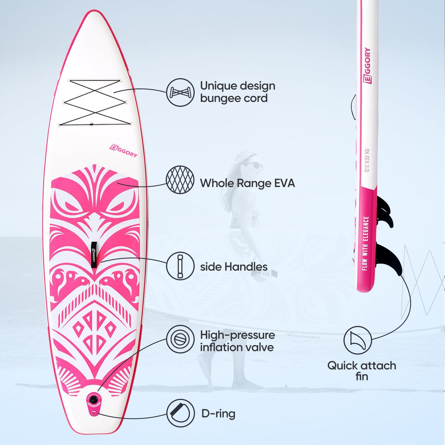 Inflatable Paddle Board,Stand Up Paddle Board Set, Extra Wide SUP Board with Removable Fin, Floating Paddle, Hand Pump, Waterproof Phone Pouch,Traveling Board (TT Pink/Kayak Seat)
