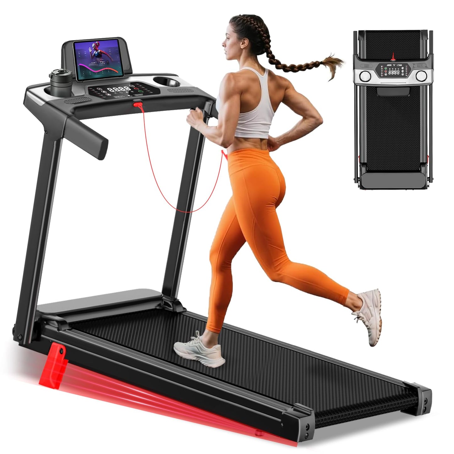 Foldable Treadmill for Home, 3-in-1 Walking Pad with 13% Incline & Handle Bar, 300LBS Capacity, 3.0HP Quiet Brushless, Small Treadmills for Small Spaces FutureGlide