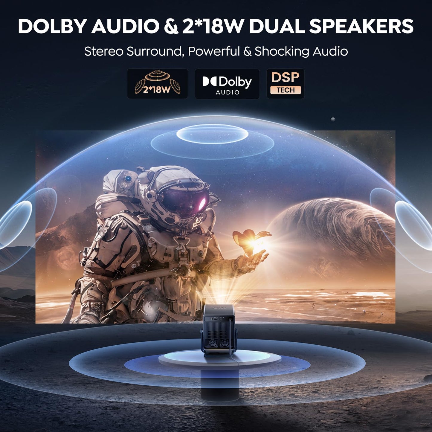 Smart Projector 4K [VIDAA Live TV & 36W Dolby & Voice Control] with WiFi6 and Bluetooth, Short Throw Projector Compatible with Netflix, AI Auto Focus, HDR10, Home Theater Proyector for Outdoor Movies