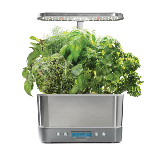 AeroGarden Harvest Elite Indoor Garden Hydroponic System with LED Grow Light and Seed Kit, Holds up to 6 Pods, Stainless Steel