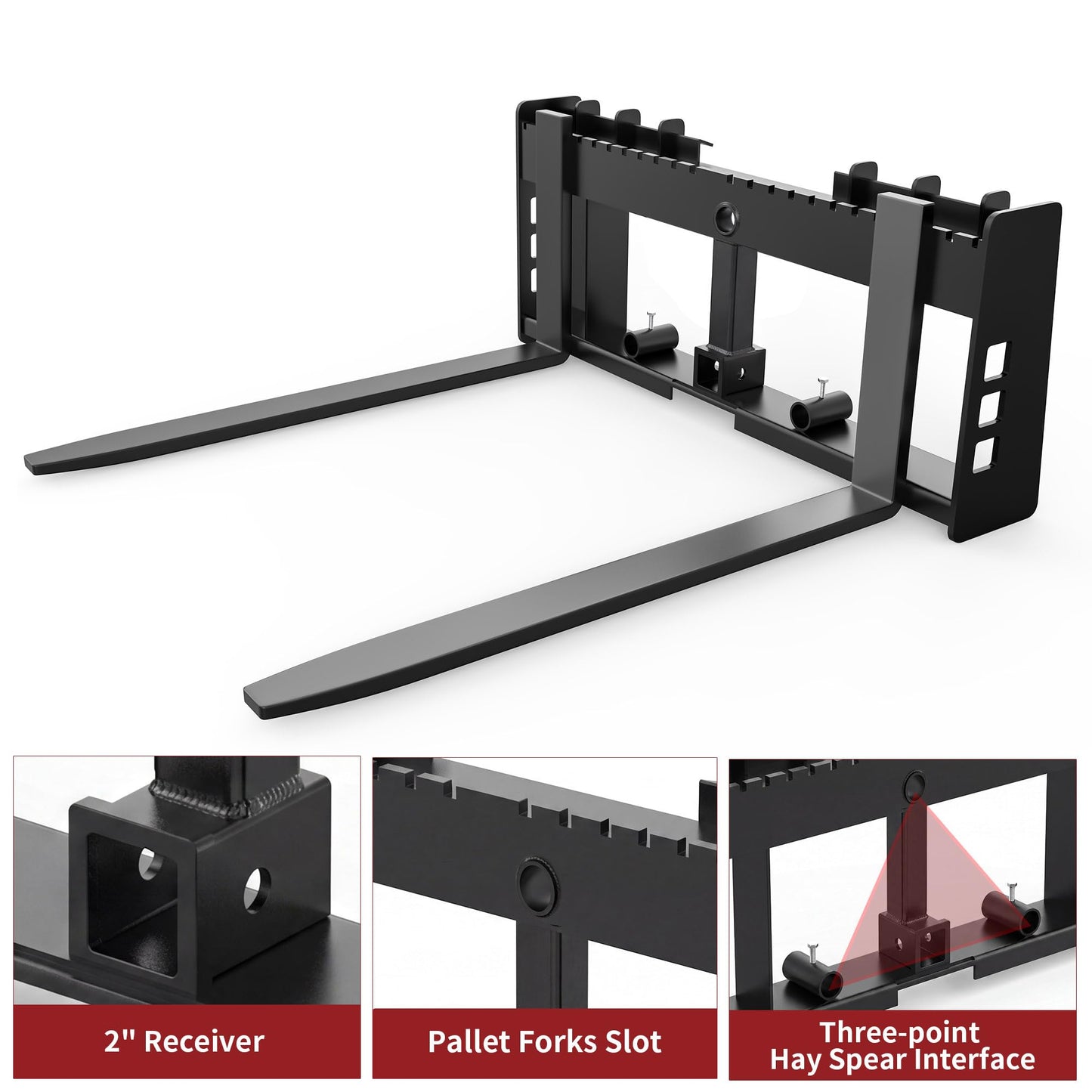 YITAMOTOR 45" 4000 lbs Pallet Forks Frame Attachment & 48" Forklift Blades