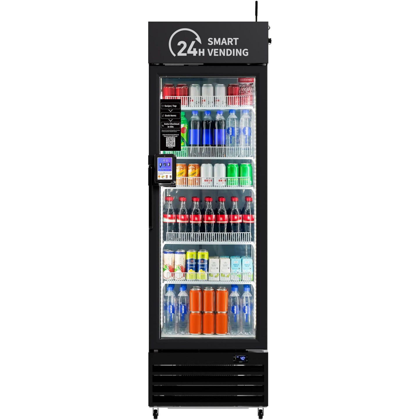 AI Vending Machine with Self-Checkout - DC360 Combo Refrigerated Vending for Fresh Food, Snacks & Cold Beverages - Real Time Inventory - Ideal for Office, School, Hospital, Gym (Black)