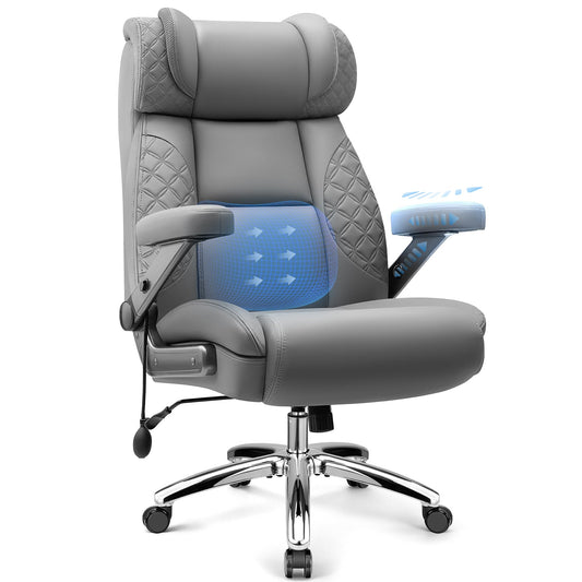 Big and Tall Office Chair for Heavy People, 500LBS Wide Seat Computer Desk Chair, Extra Large Executive Gaming Chair with Adjustable Lumbar Support and 5D Flip Arms, Comfy Heavy Duty Office Chair