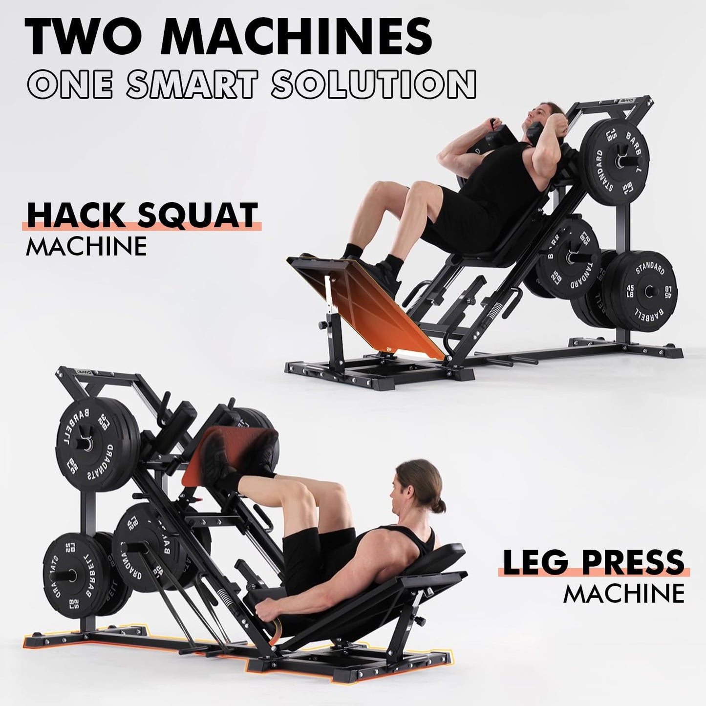 GMWD Leg Press Hack Squat Machine Combo, Professional Adjustable Leg Press Machine for Home Gym with Linear Bearing, Hack Squat Machine with Weight Storage, Leg Machine for Full Lower Body Workout