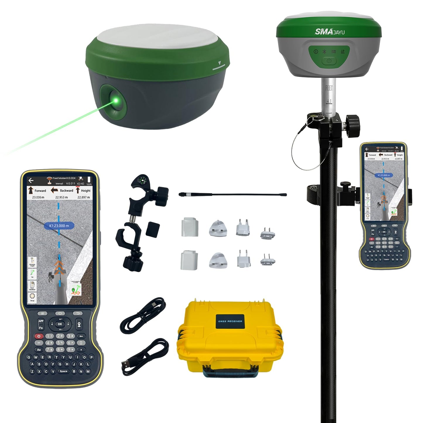 SMAJAYU SMA28H Laser RTK GNSS Rover with Collector, Permanent Software, Dual Cameras, AR Stakeout, Drone Base Station, 120° IMU, 30m Laser, 15km UHF, 2cm Accuracy, 4G NFC NTRIP