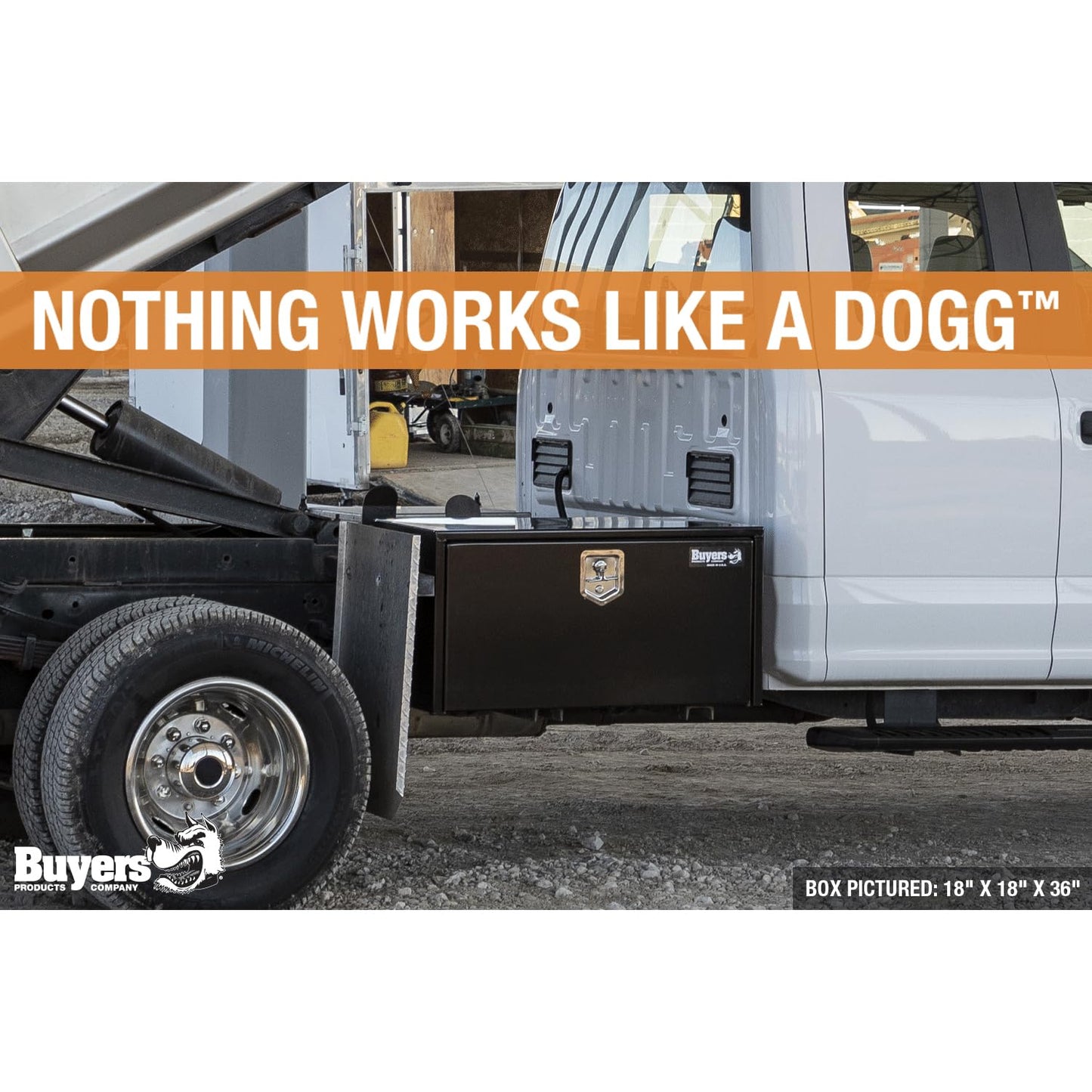 Buyers Products 1702310 Black Steel Underbody Truck Tool Box – 18 x 18 x 48 Inch - Truck Bed & Underbelly RV Storage Box, Locking T-Latch, Weather-Resistant, Heavy-Duty Flatbed Job Box, Made in USA