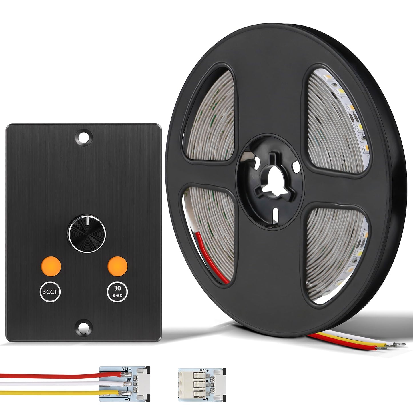 Obeaming 3CCT Flexible LED Strip Light Kit, 16.4ft, 12V Dimmer, CCT Changeable (3000K/4500K/6000K