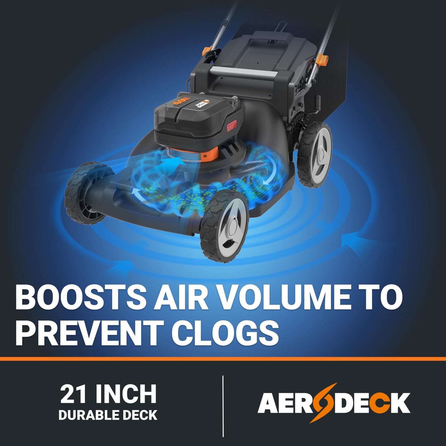 WORX Nitro Cordless Lawn Mower, 21" Electric Mower for 1/2 Acre, Brushless Push Lawn Mower with 7-Position Height Adjustment, 2 × 5.0 Ah Batteries & Charger Included, WG752