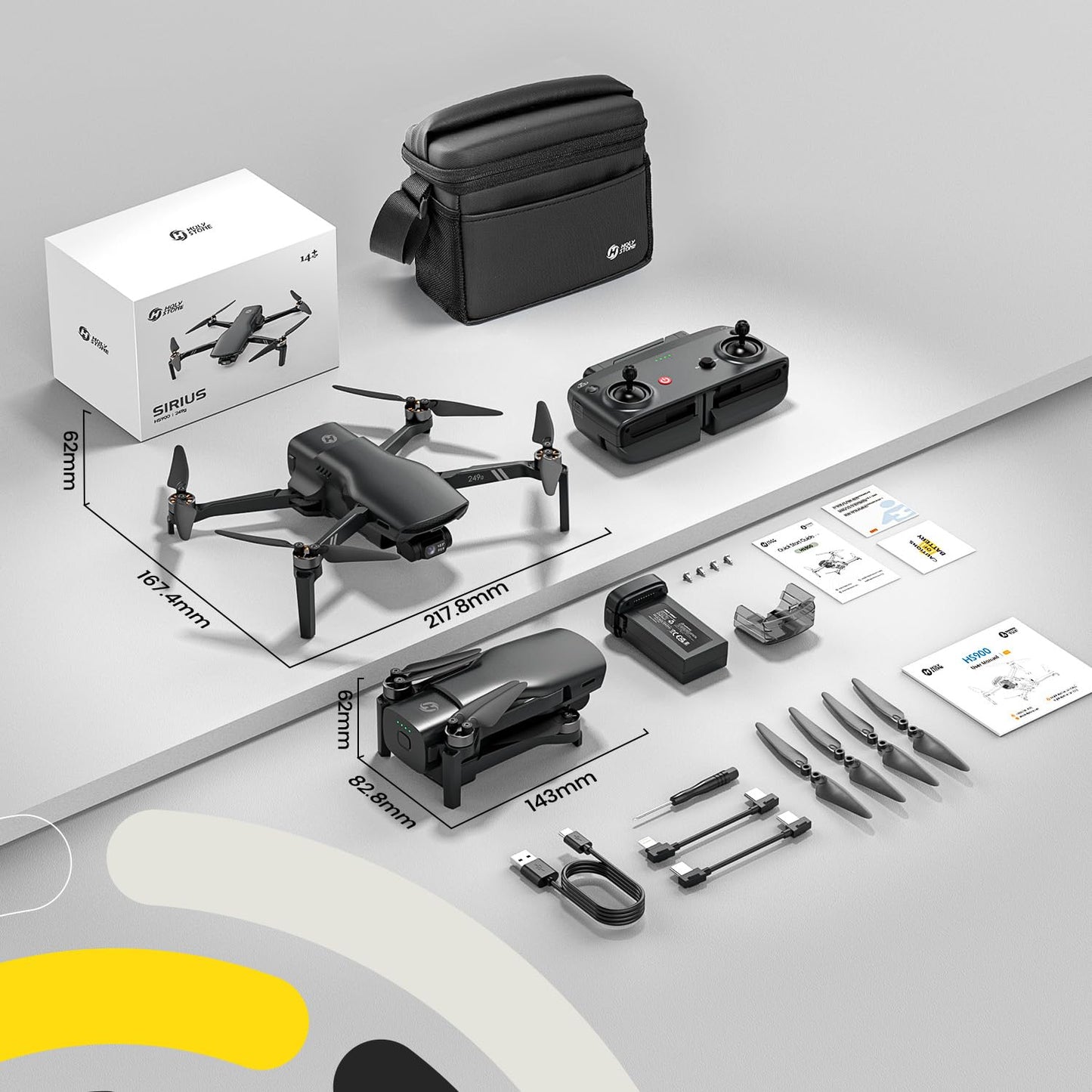Holy Stone HS900 Drone with Camera for Adults, 3-Axis Gimbal, 8K Photo, 4K/30FPS Video, 20000Ft Transmission, AI Follow Me, Smart Return, QuickShots, Beginner-Friendly