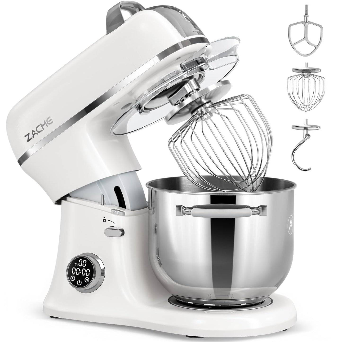 ZACME 7 Quart Stand Mixer Aluminum Die Casting, 650W 12 Speed Tilt-Head Kitchen Electric Stand Mixer, Household Food Mixer with Stainless Steel Bowl, Dough Hook, Whisk and Beater (Porcelain)