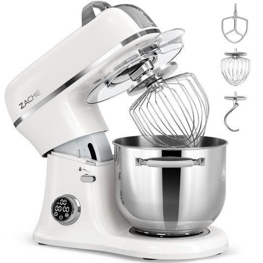 ZACME 7 Quart Stand Mixer Aluminum Die Casting, 650W 12 Speed Tilt-Head Kitchen Electric Stand Mixer, Household Food Mixer with Stainless Steel Bowl, Dough Hook, Whisk and Beater (Porcelain)