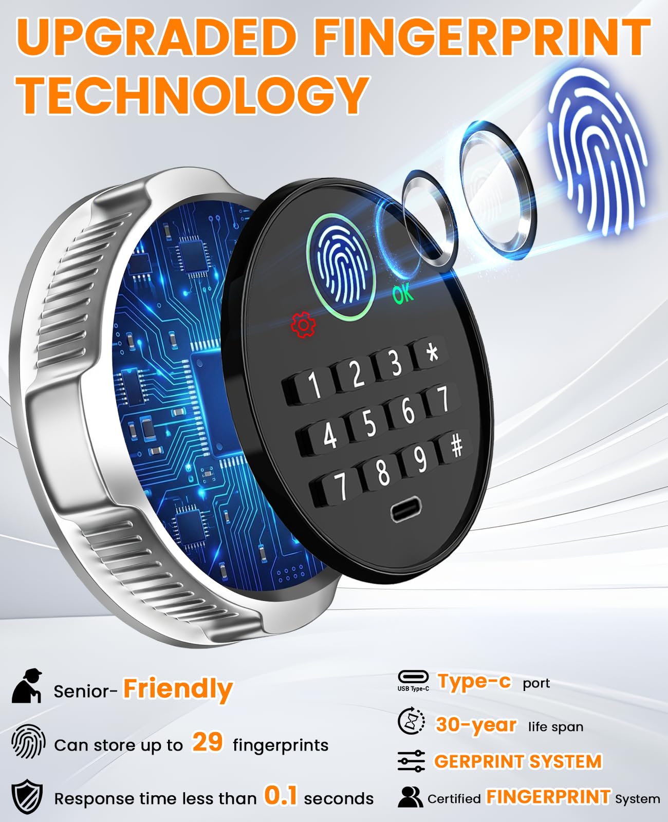 5.8 Cuft Large Biometric Drop Safe for Business, Anti-Theft Fingerprint Safe with Quick Place Drop Slot, Digital Keypad and Spare Key, Safe Box for Home Office Retail Store Business Mail Church