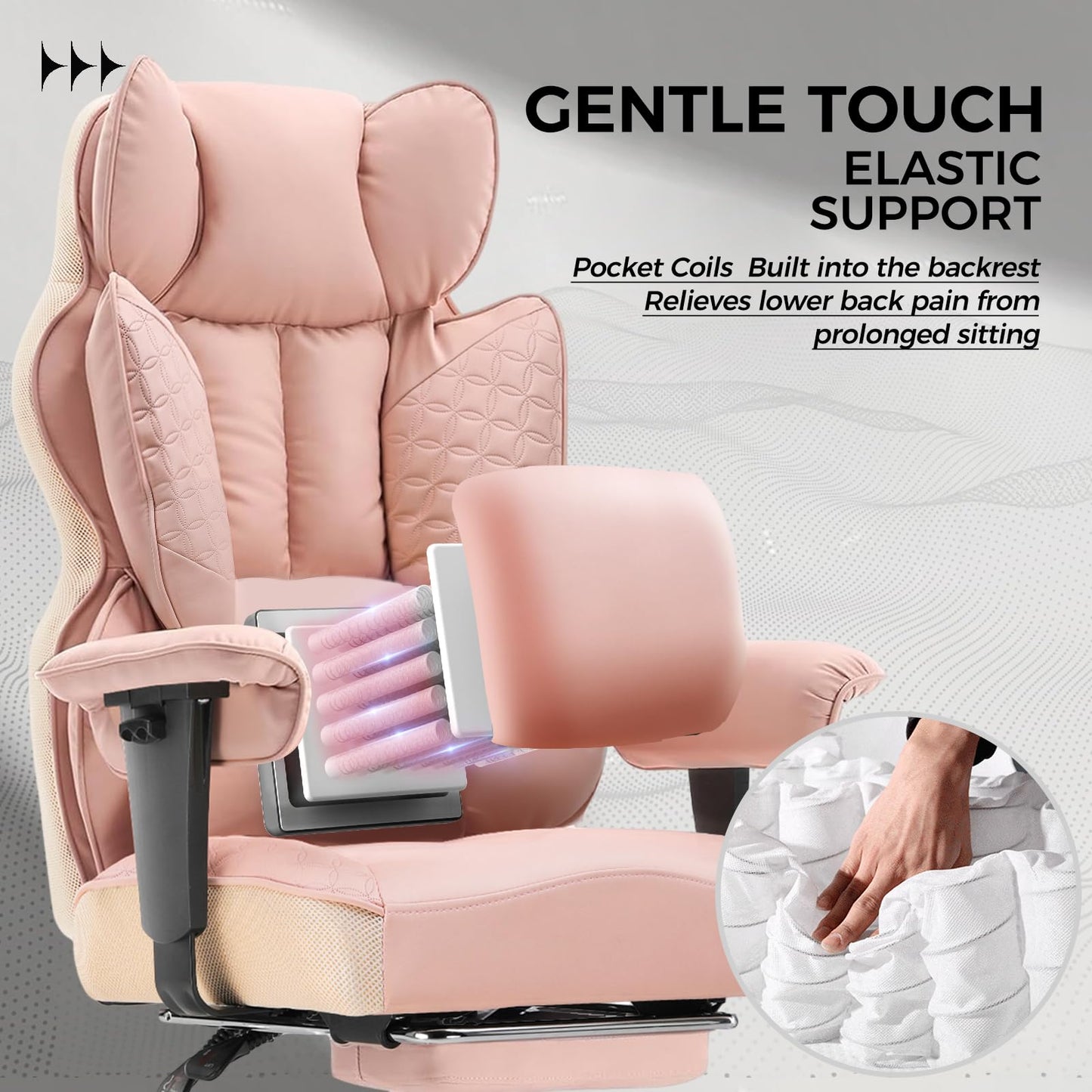 COMHOMA Desk Office Chair Big and Tall Office Chairs Ergonomic Gaming Chairs with Wide Seat Leather High Back Chair with Foot Rest Adjustable Armrests Pocket Spring Lumbar Support