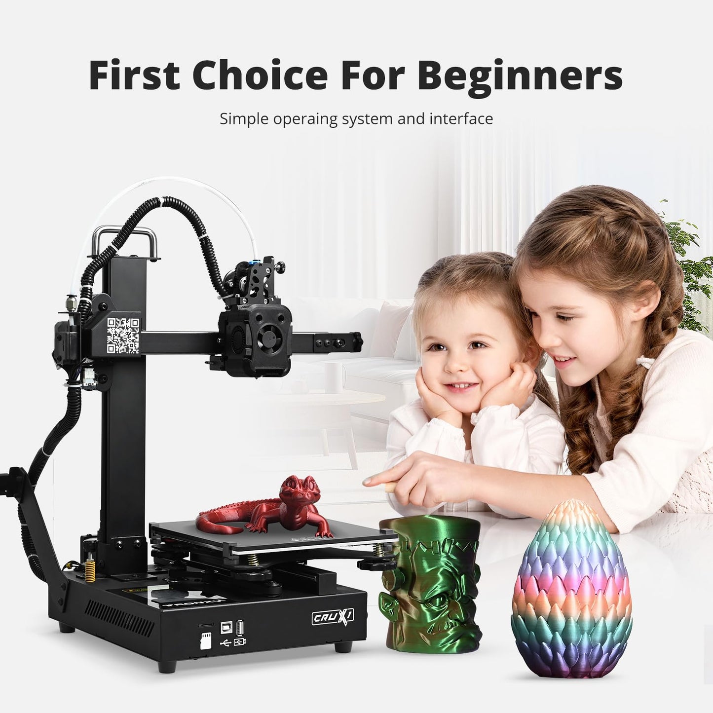 TRONXY Small High Speed 3D Printer, CRUX 1S Desktop Mini 3D Printer for Beginners, Proximal Printhead with Dual-axis Metal Guide, Build Size 7.09x7.09x7.09 inch