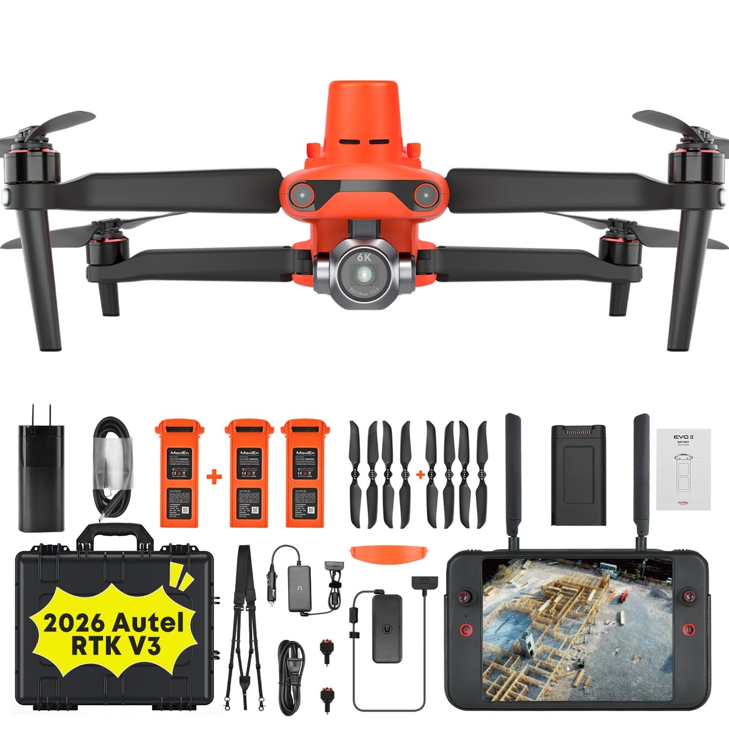 Autel Robotics EVO II PRO RTK V3, S-ony 1'' 6K/30fps HDR Video, Centimeter-Level Positioning, High-Precision GNSS Base Station, PPK Support, 20MP, SkyLink 2.0, 15KM Transmission, For Mapping