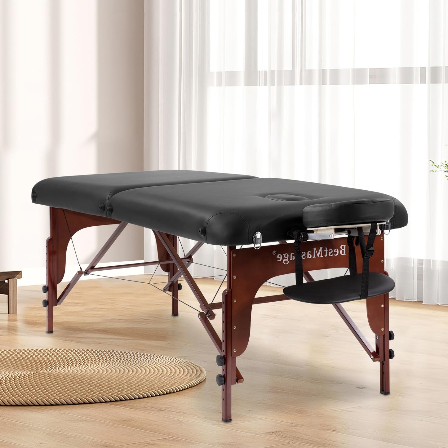 FDW Massage Bed Portable Massage Table 77" L 30" W 2" THK Lash Bed 2 Folding Height Adjustable PU Leather Spa Tables Foldable with Oxford Bag for Spa Footmassage Facial CareSpa Tattoo