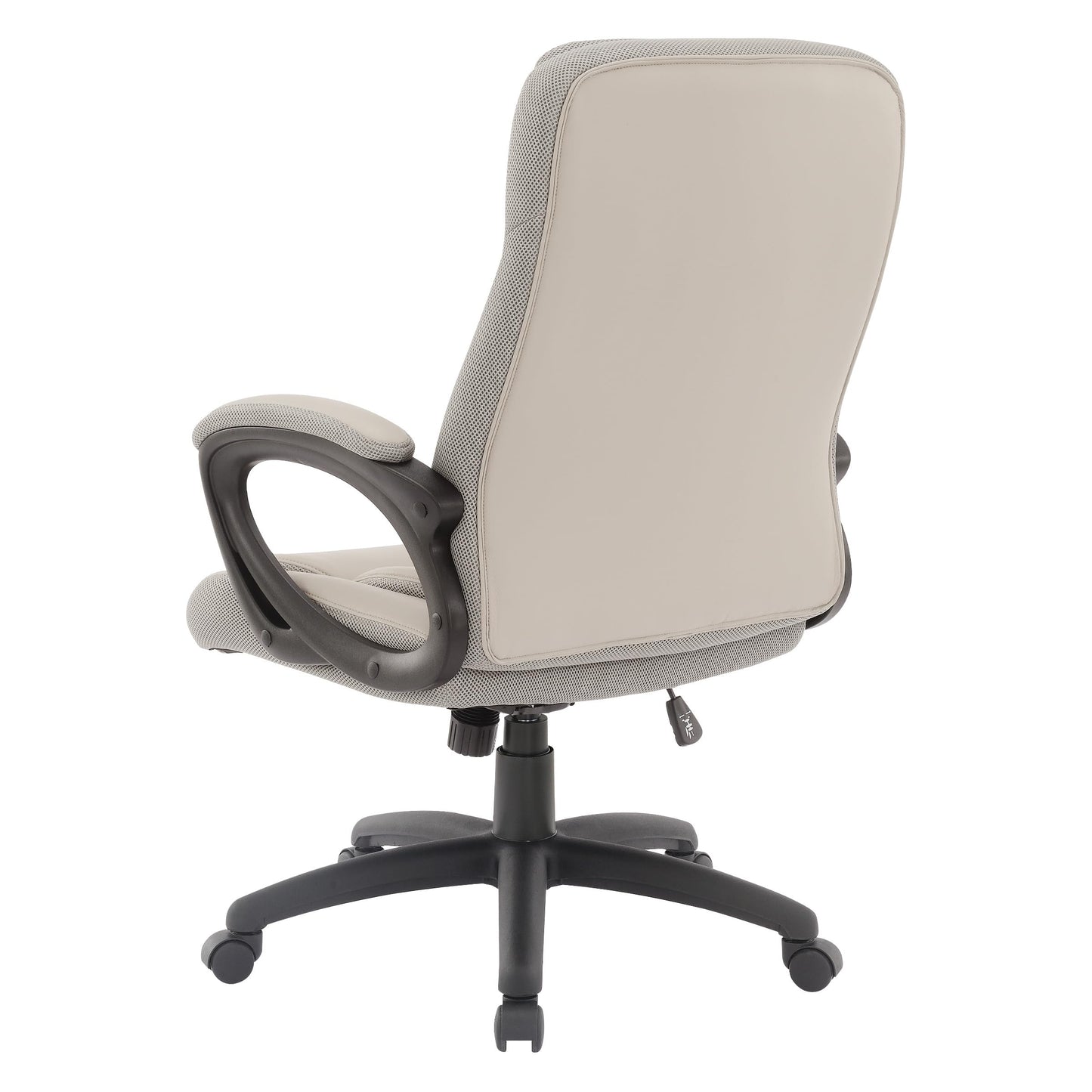 Office Star FL Series Executive Seating Faux Leather Manager's Adjustable Office Chair with Padded Arms, Taupe with Grey Mesh Accents