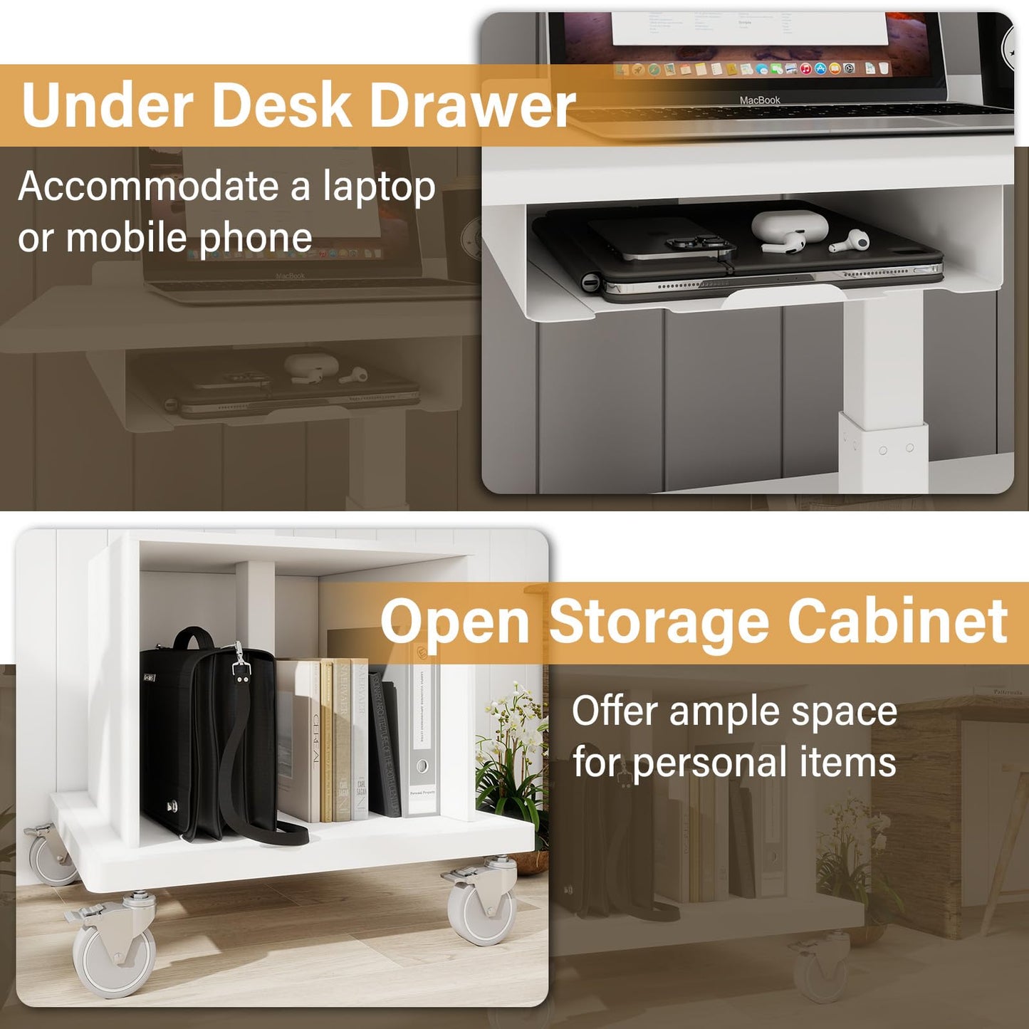 Natwind Mobile Workstation,Teachers Podium with Drawer & Open Cabinet
