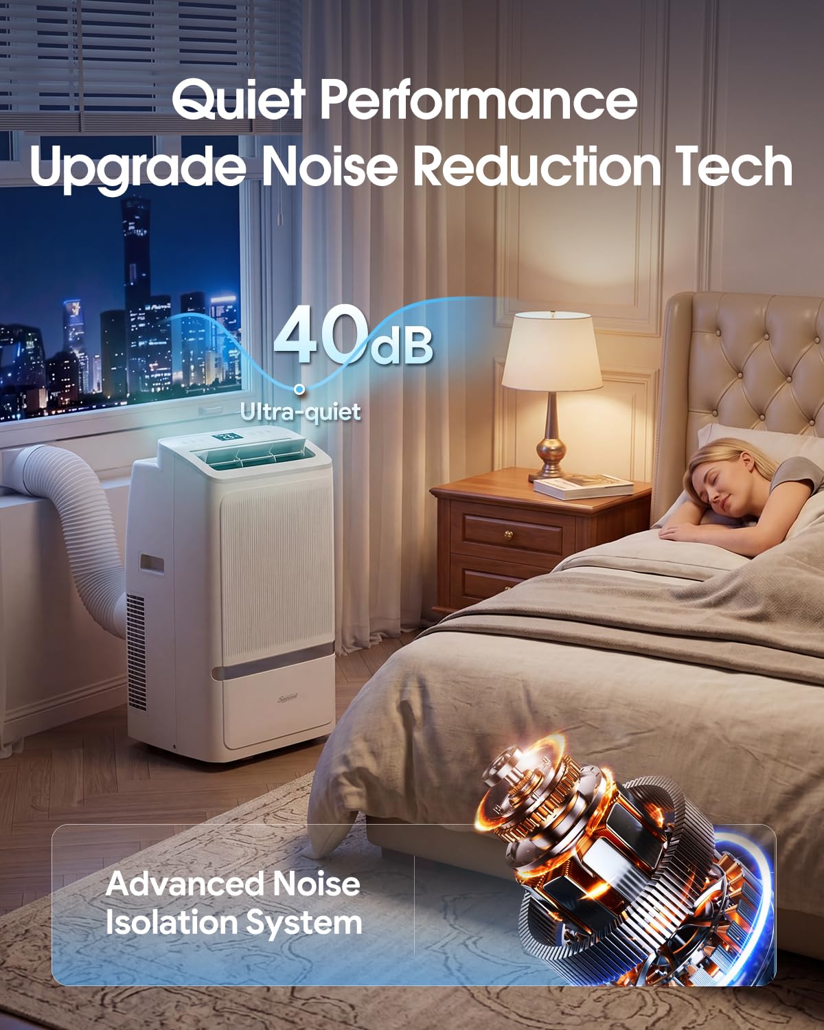 Snocod Portable Air Conditioners, 16000 BTU Cooling for 800 Sq ft, 5-in-1 with Drainage-Free Cooling, Fan, Dehumidifier, Sleep Mode, APP & Remote Control, Quiet 40 dB, Window Installation Kit