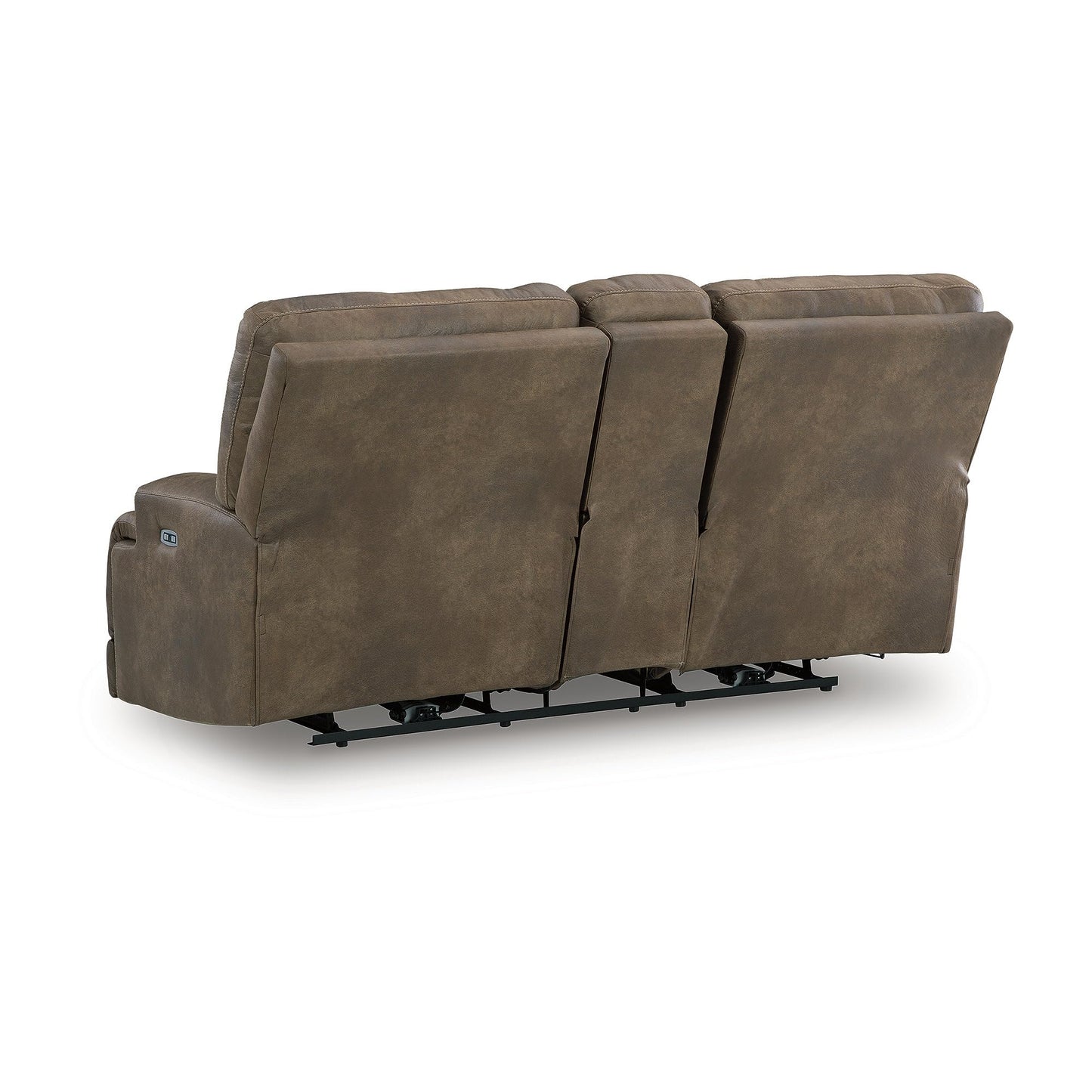 Signature Design by Ashley Bealeaf Contemporary Power Reclining Loveseat with Console, Adjustable Headrest, USB Charging Ports and Storage, Dark Brown