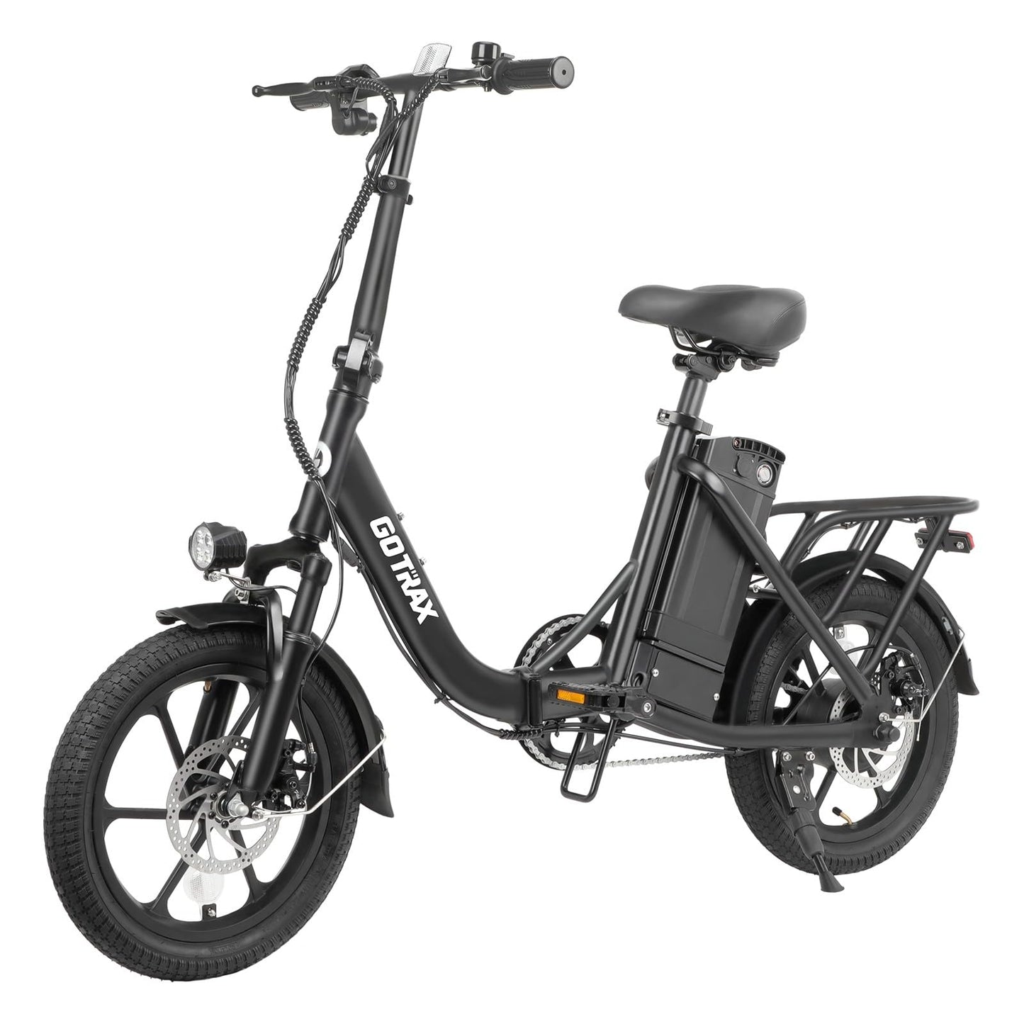 Gotrax S4 16" Folding Electric Bike, Max Range 28Miles(Pedal-Assist) &15.5Mph Power by 350W Motor, Front Suspension&Adjustable Seat and Handlebar, Commuter Electric Bicycle for Adults Black